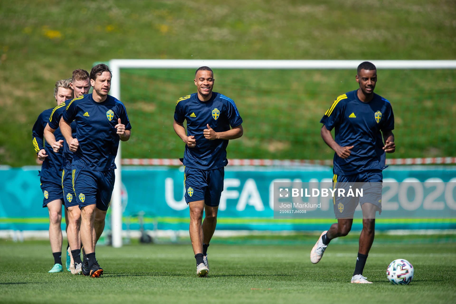 Gustav Svensson, Robin Quaison and Alexander Isak of the