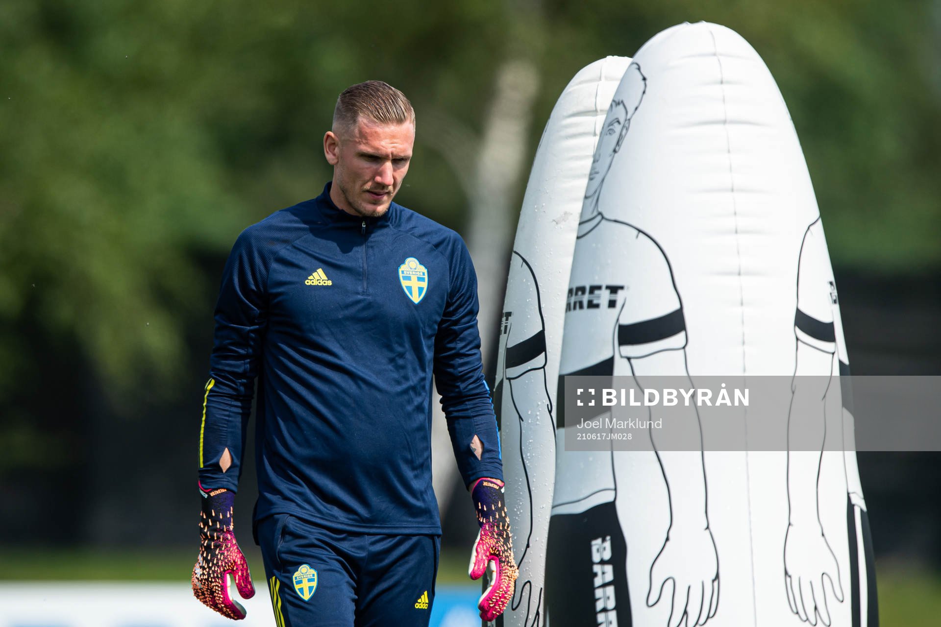 Robin Olsen of the Swedish national football team at a