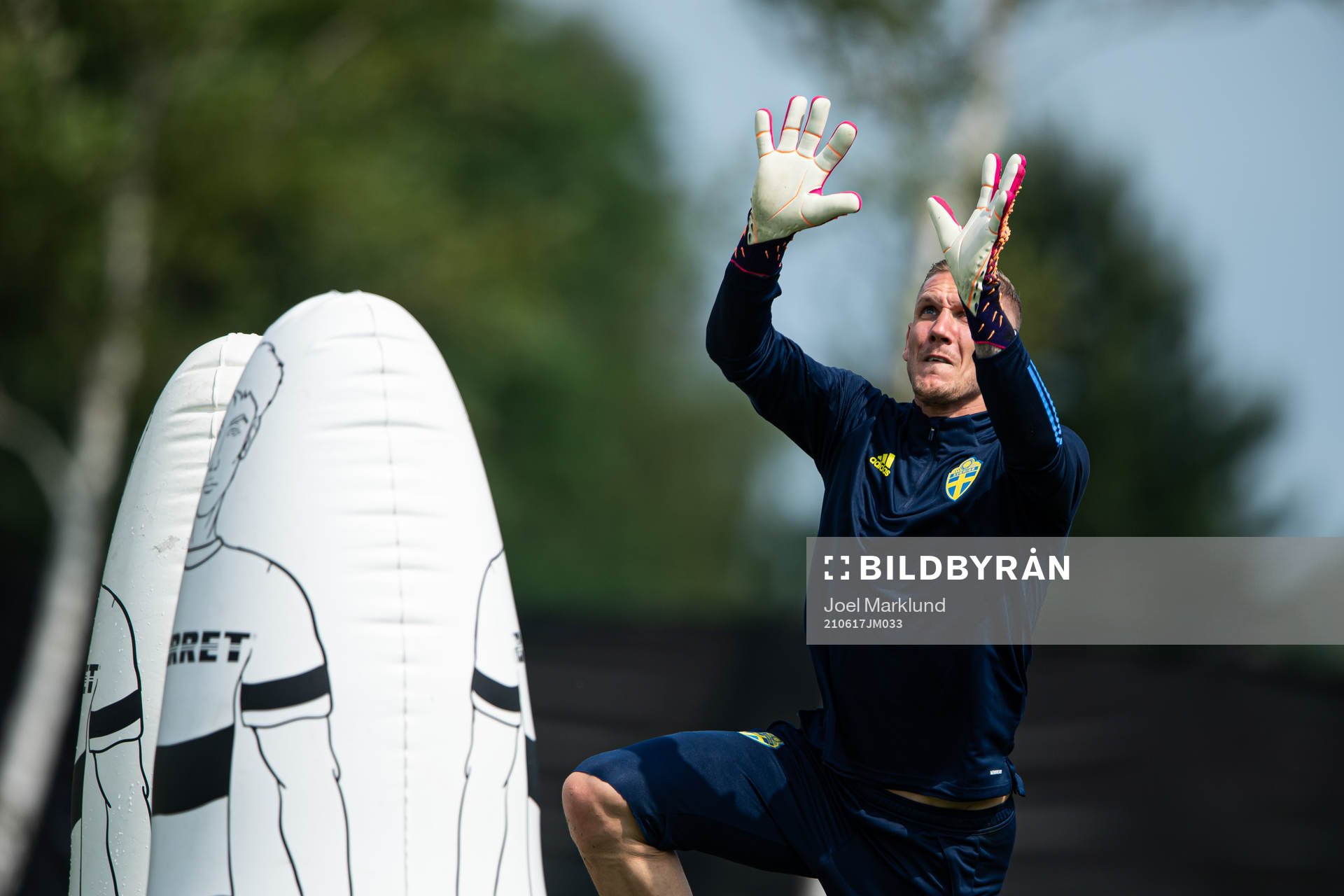 Robin Olsen of the Swedish national football team at a