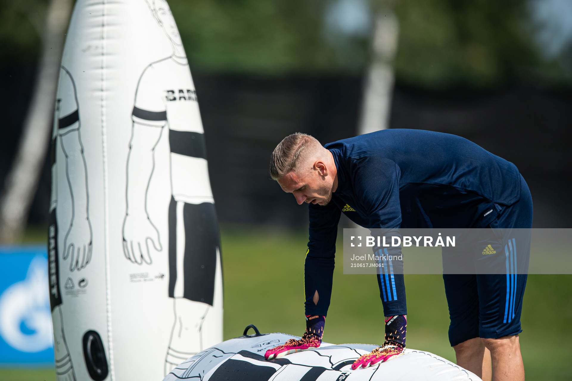 Robin Olsen of the Swedish national football team at a