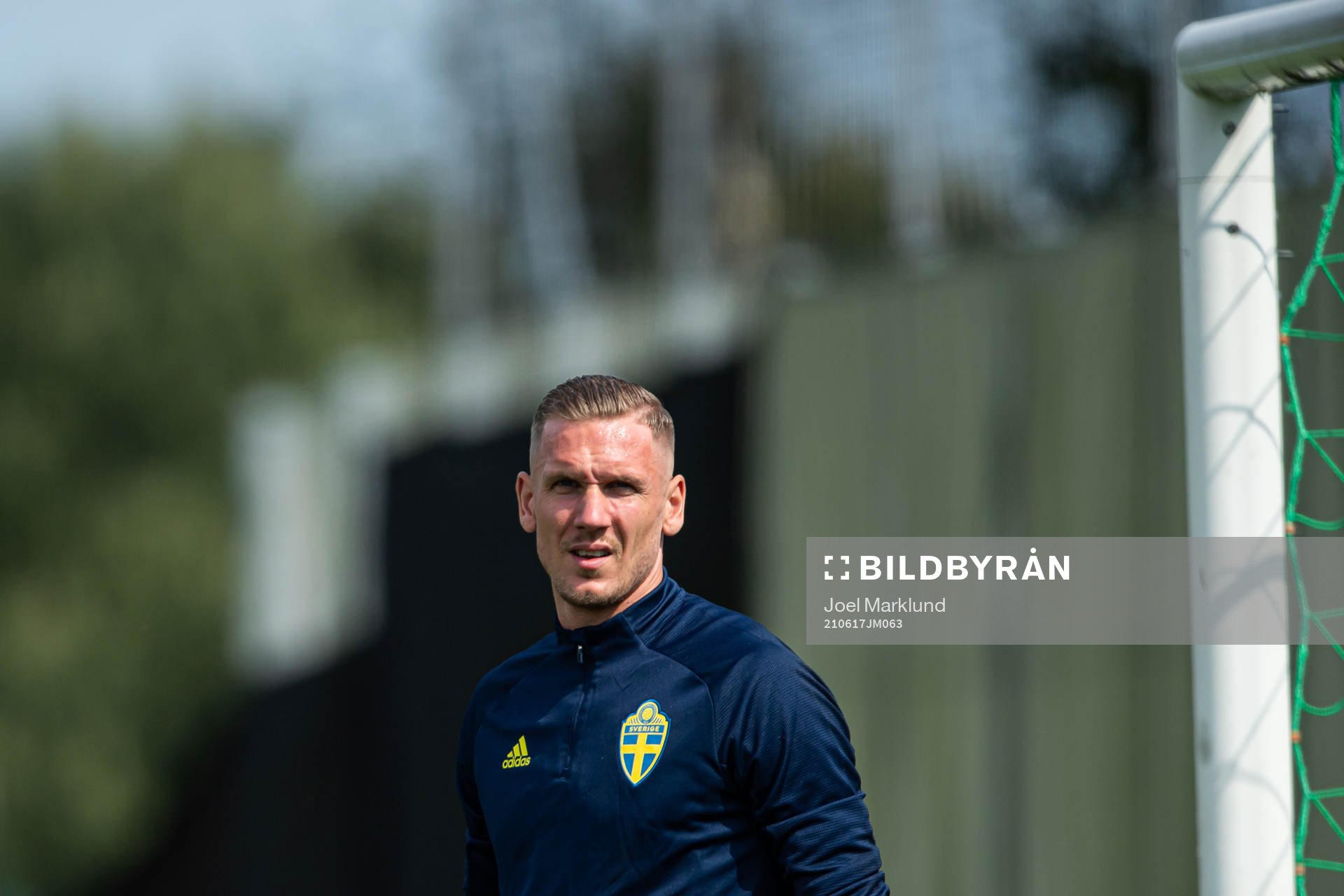 Robin Olsen of the Swedish national football team at a