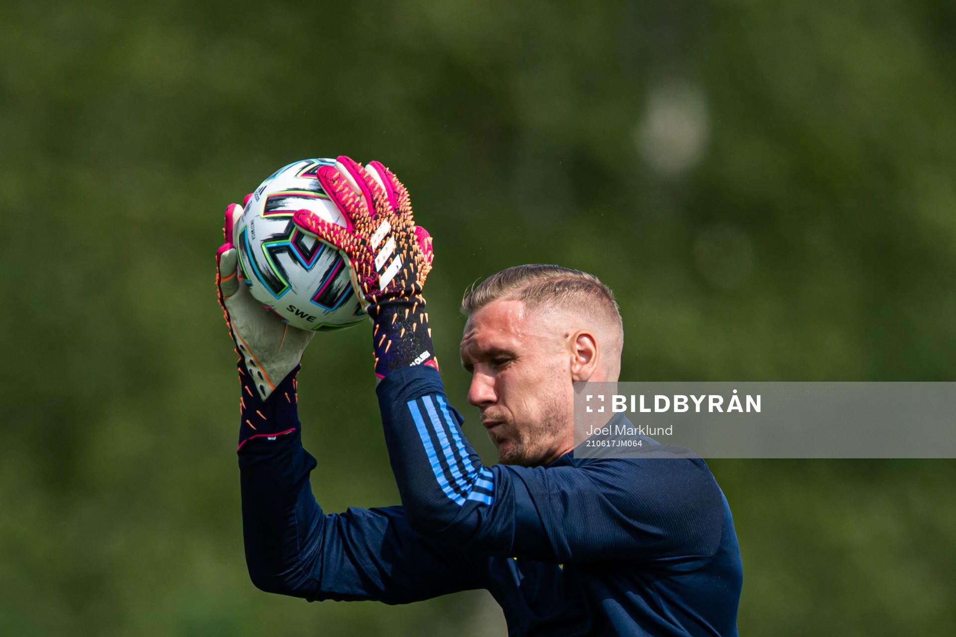 Robin Olsen of the Swedish national football team at a