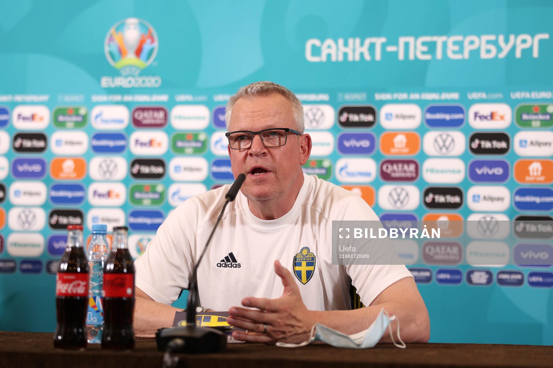 In this handout picture provided by UEFA Janne Andersson,