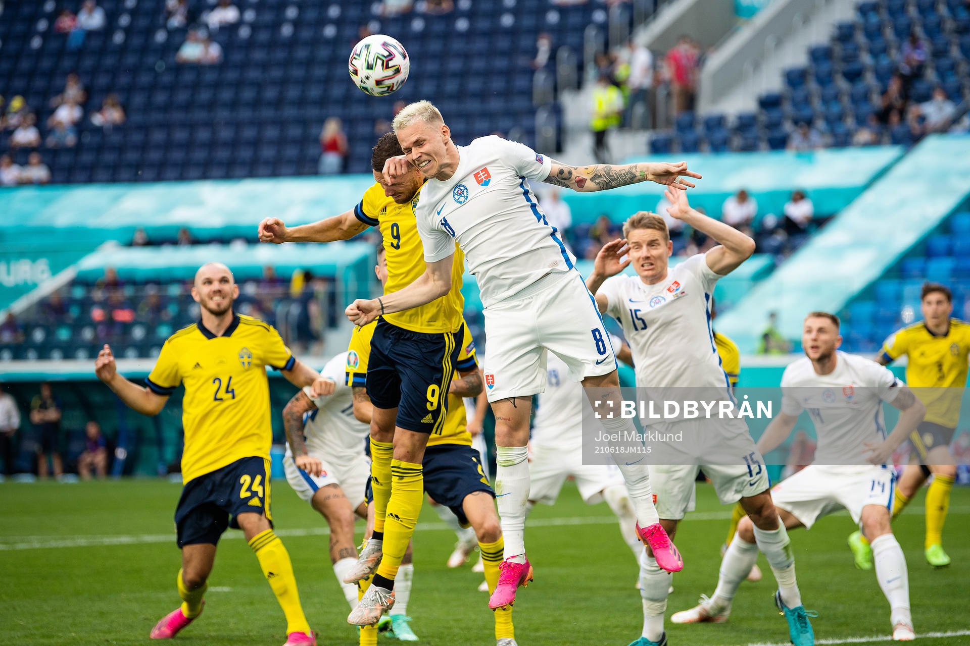 Marcus Berg of Sweden and Ondrej Duda of Slovakia