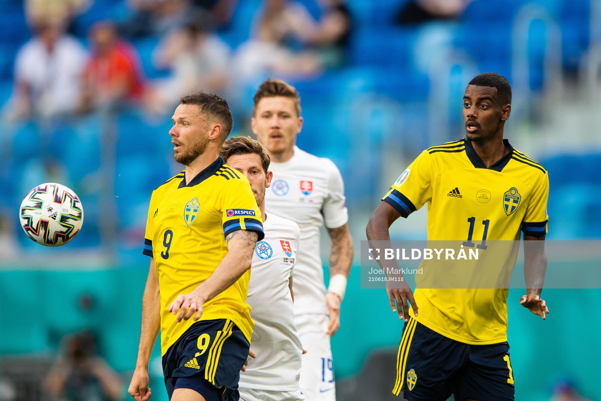 Marcus Berg and Alexander Isak of Sweden