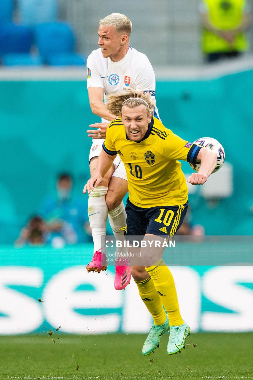 Ondrej Duda of Slovakia and Emil Forsberg of Sweden