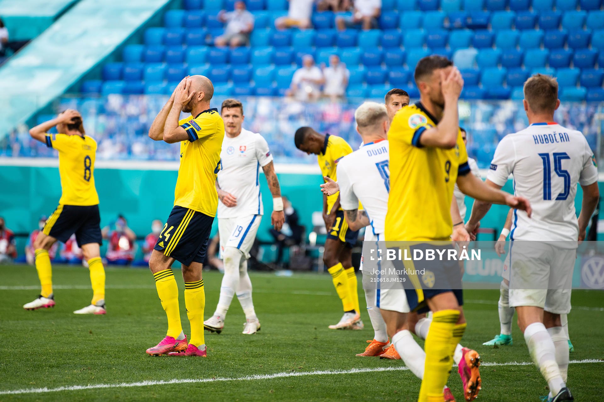 Albin Ekdal, Marcus Danielson and Marcus Berg of Sweden