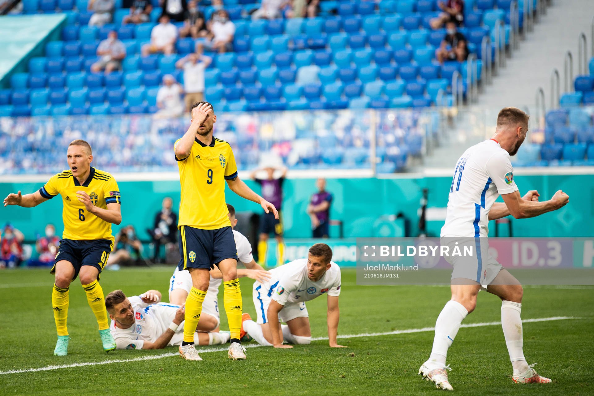 Ludwig Augustinsson and Marcus Berg of Sweden looks dejected