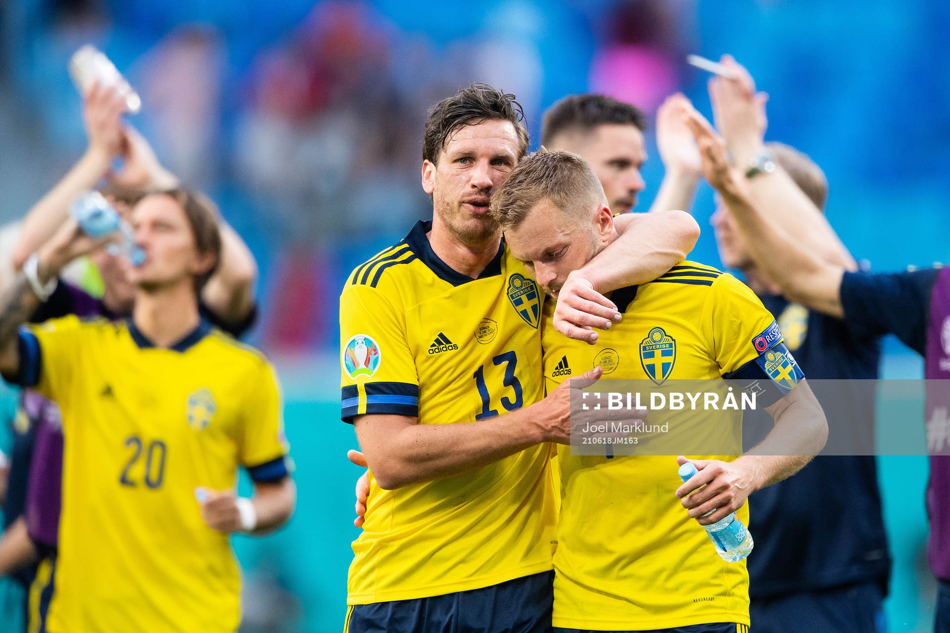 Gustav Svensson and Sebastian Larsson of Sweden celebrate