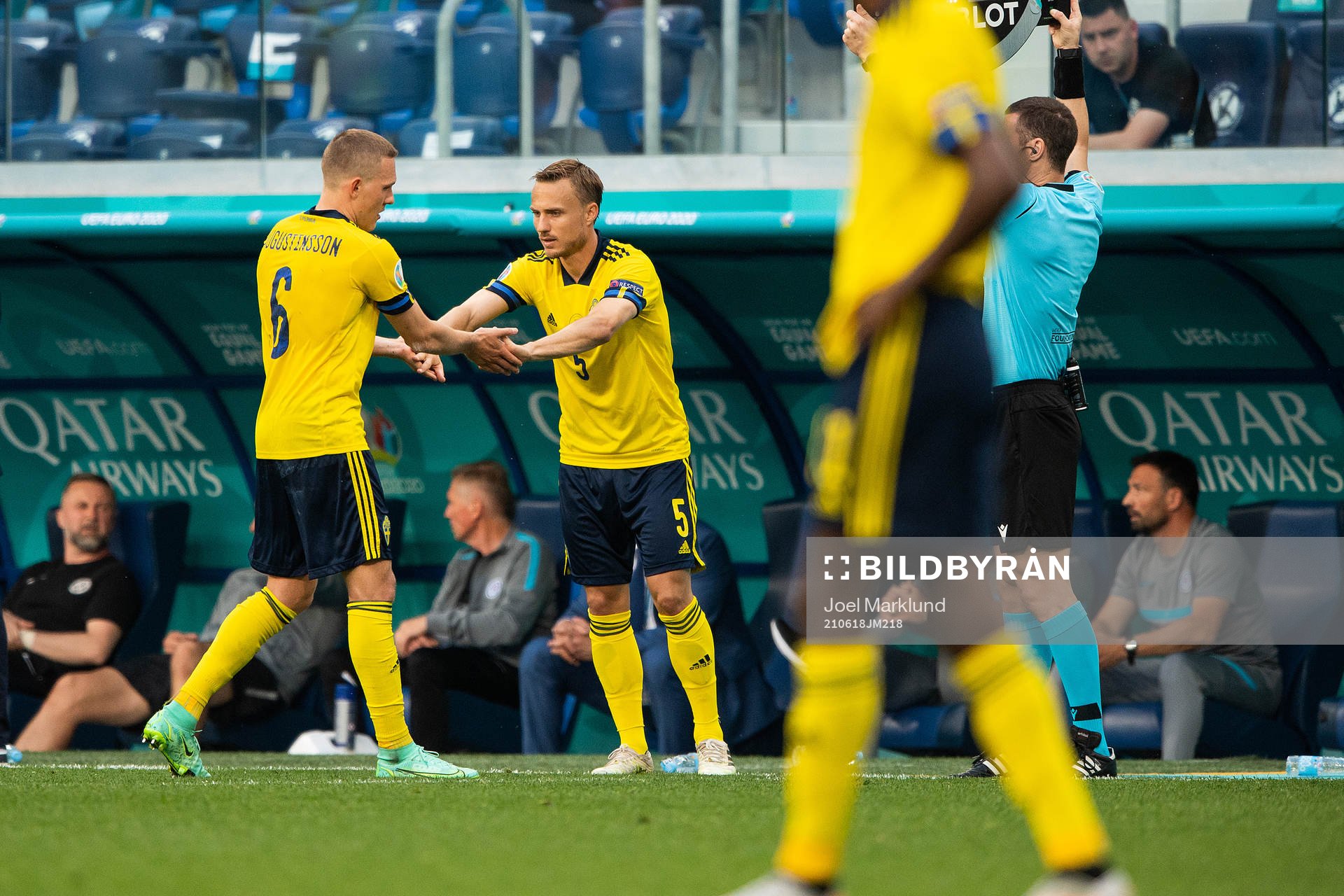 Ludwig Augustinsson is substituted for Pierre Bengtsson of