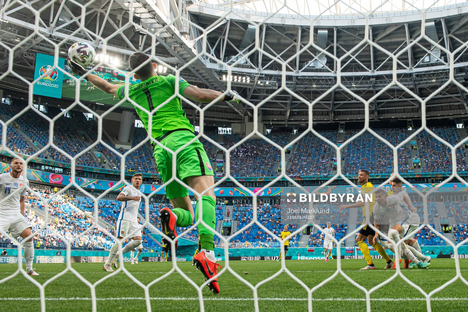 Goalkeeper Martin Dubravka of Slovakia makes a save