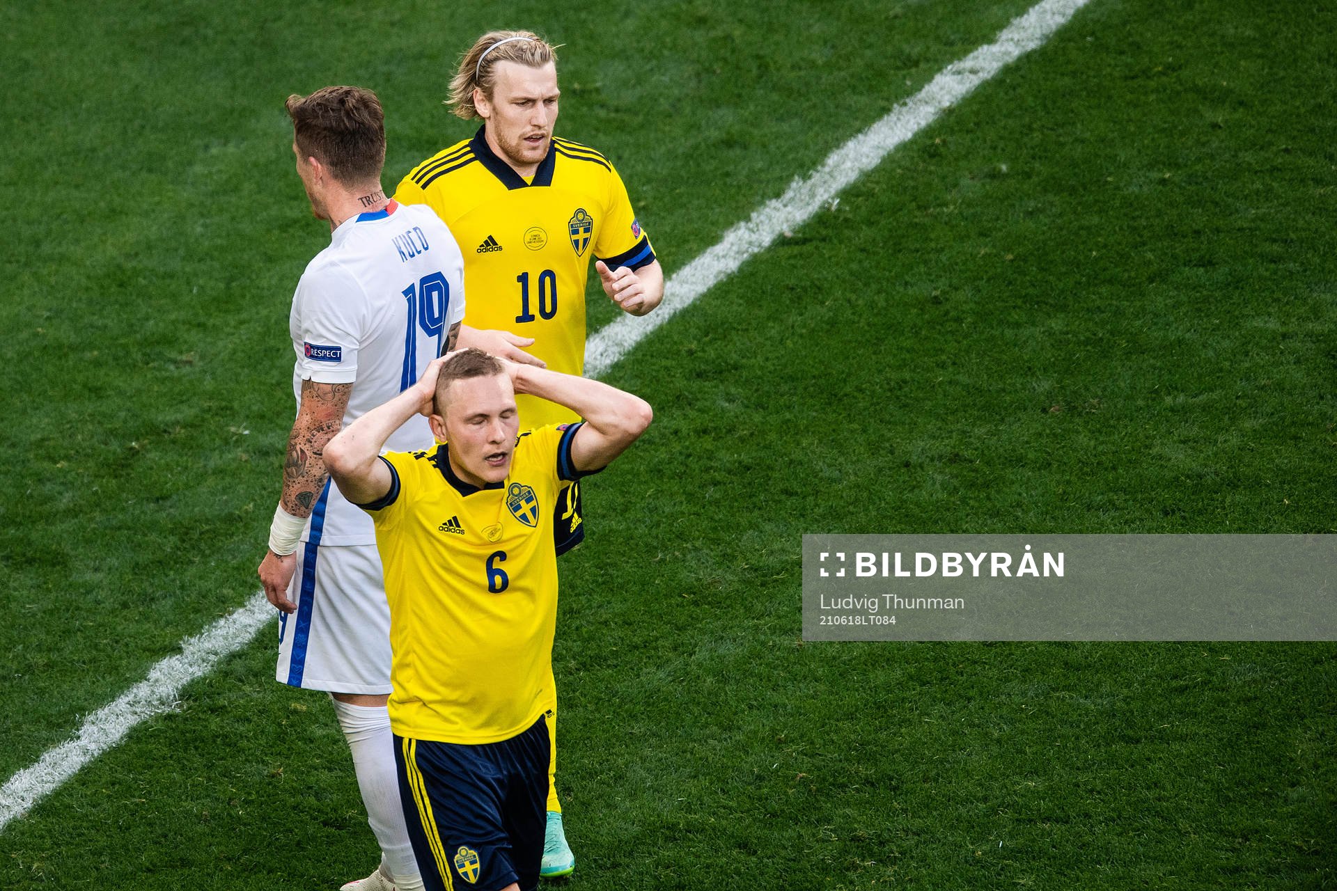 Ludwig Augustinsson of Sweden looks dejected