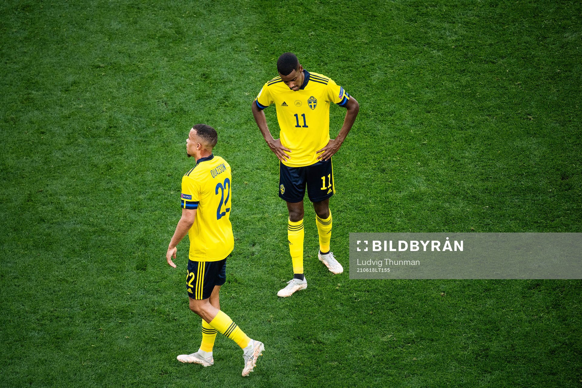Robin Quaison and Alexander Isak of Sweden