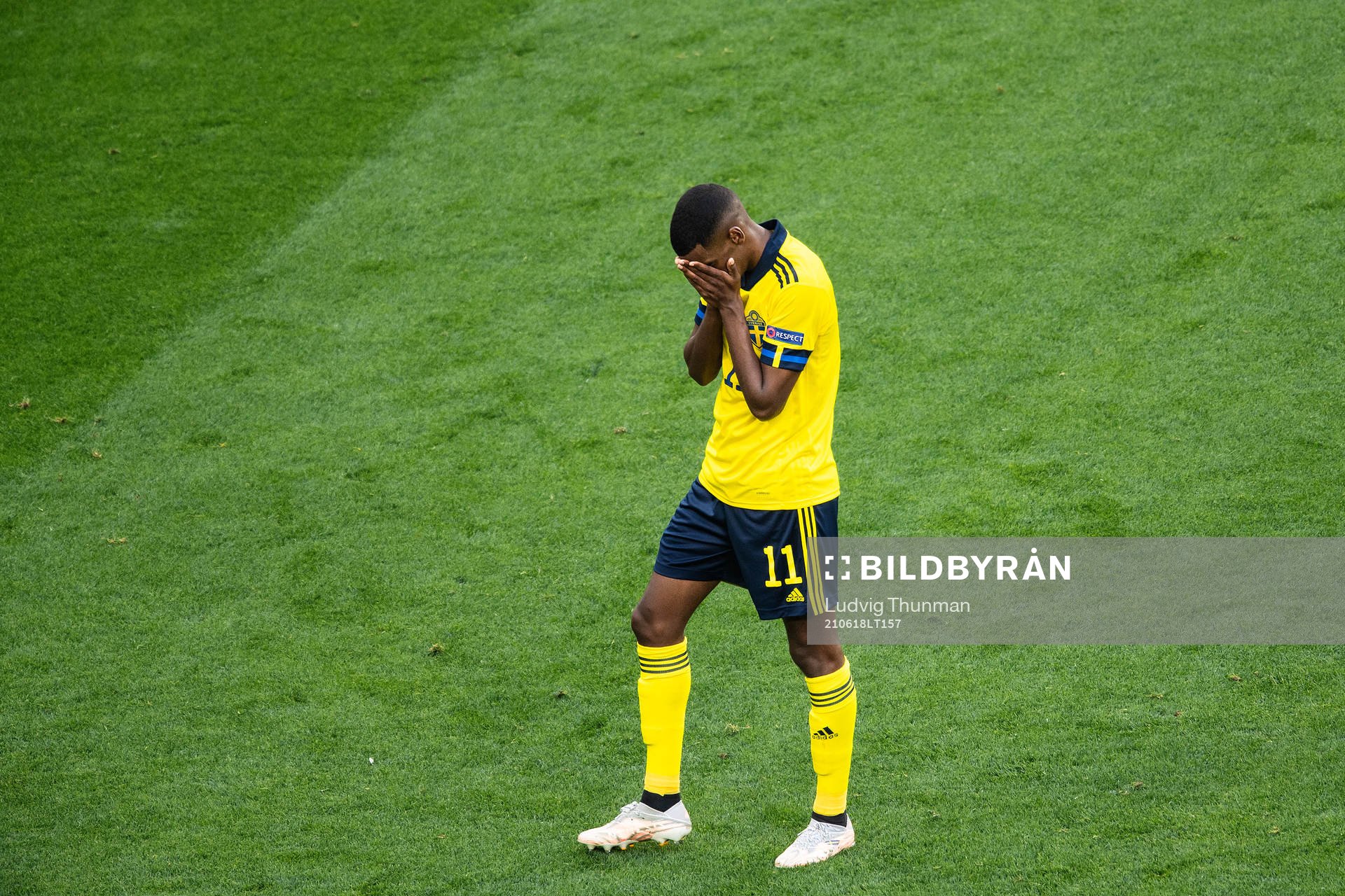 Alexander Isak of Sweden looks dejected