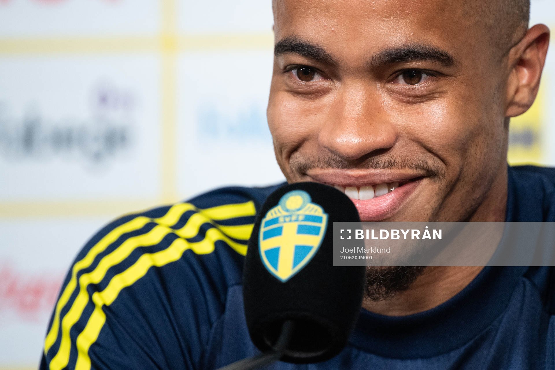 Robin Quaison of the Swedish national football team at a