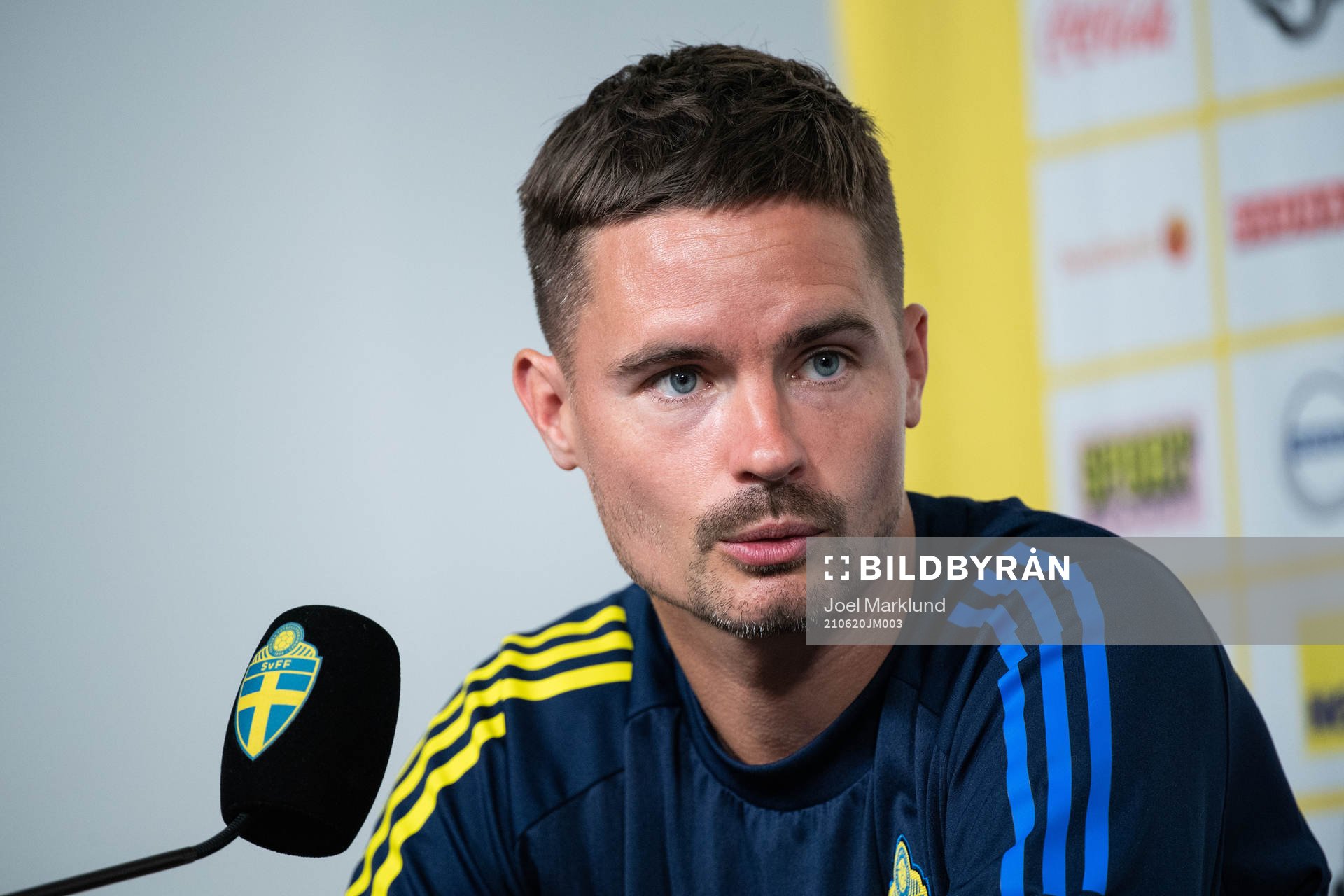 Mikael Lustig of the Swedish national football team at a