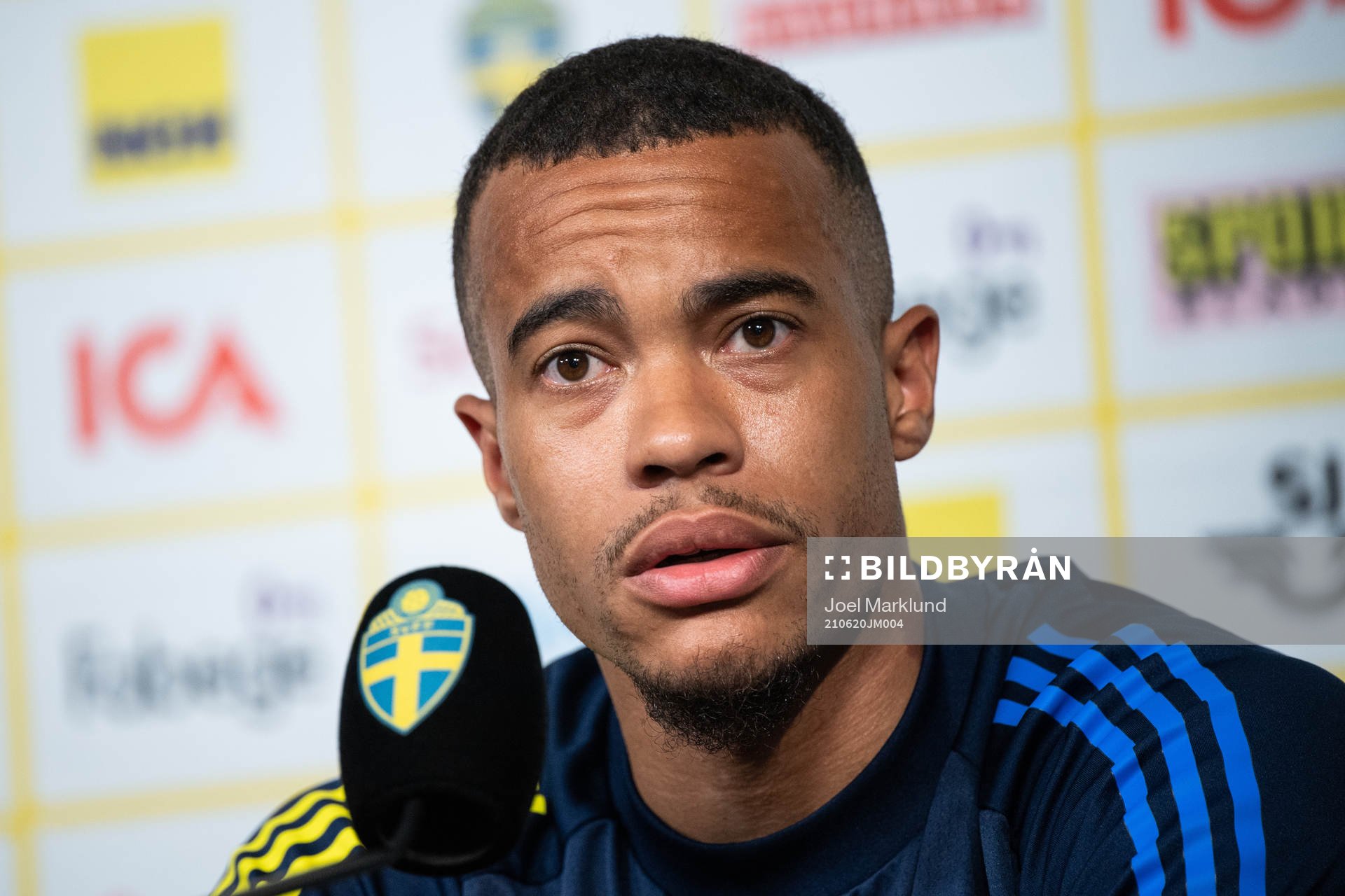 Robin Quaison of the Swedish national football team at a