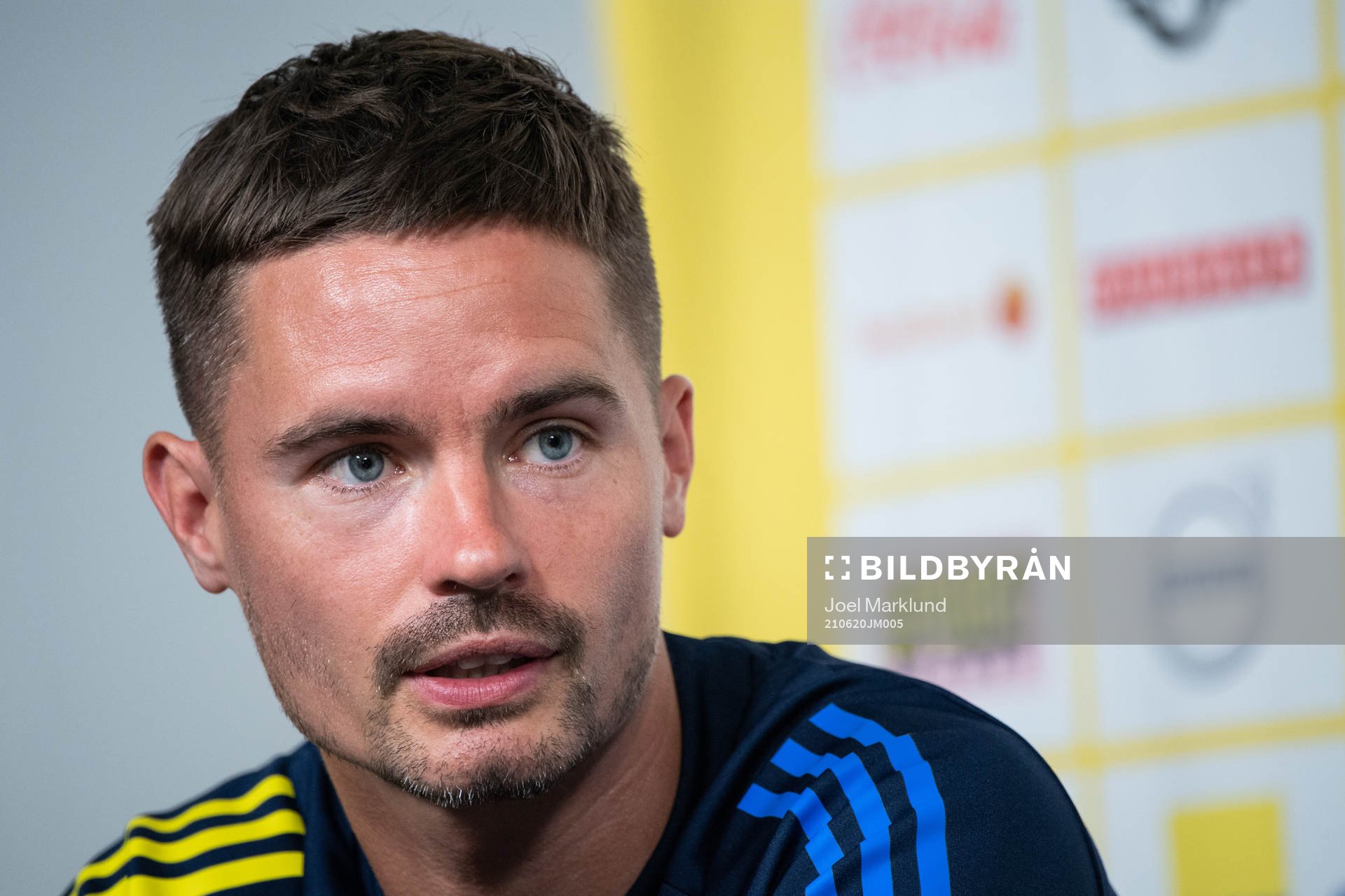 Mikael Lustig of the Swedish national football team at a
