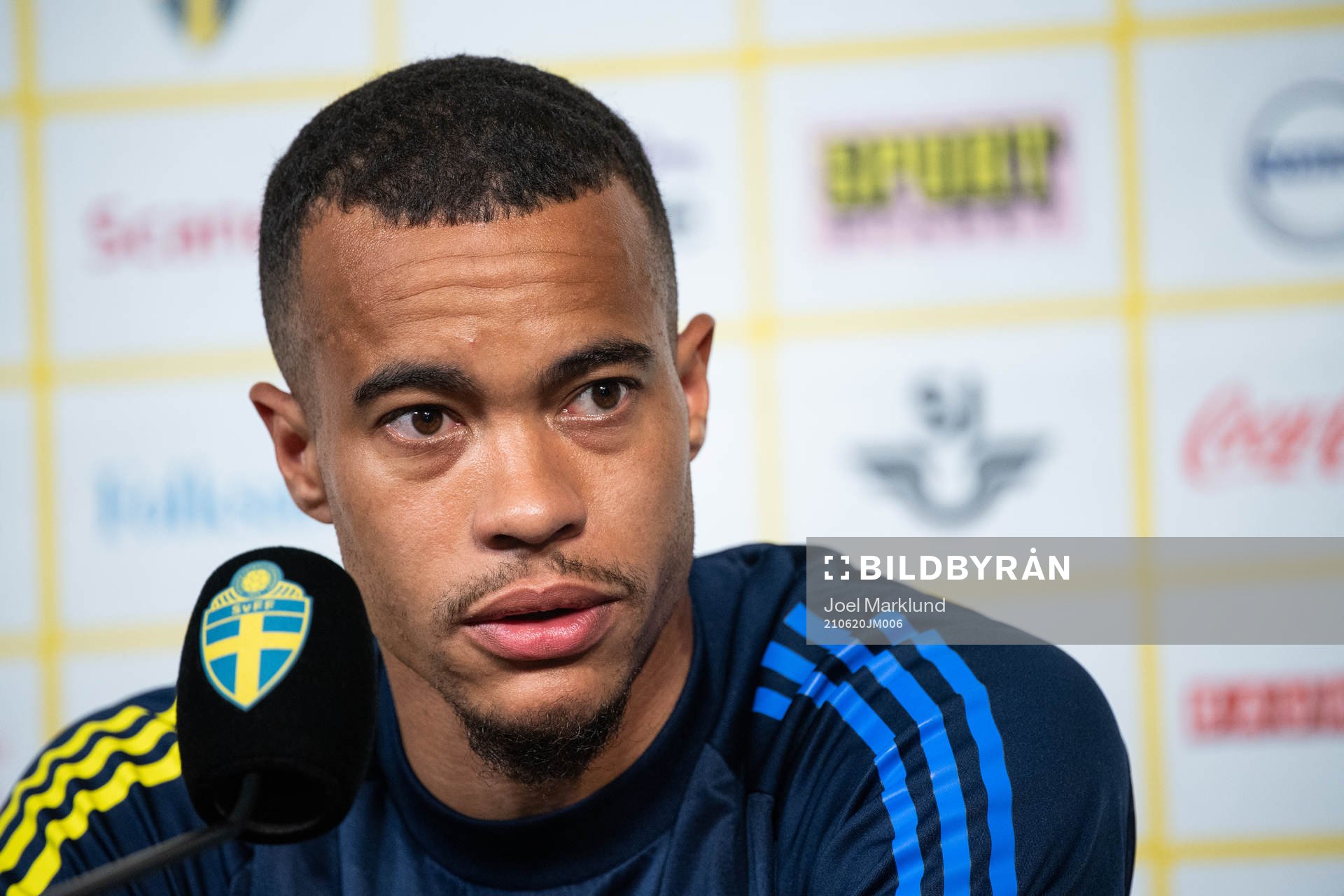 Robin Quaison of the Swedish national football team at a