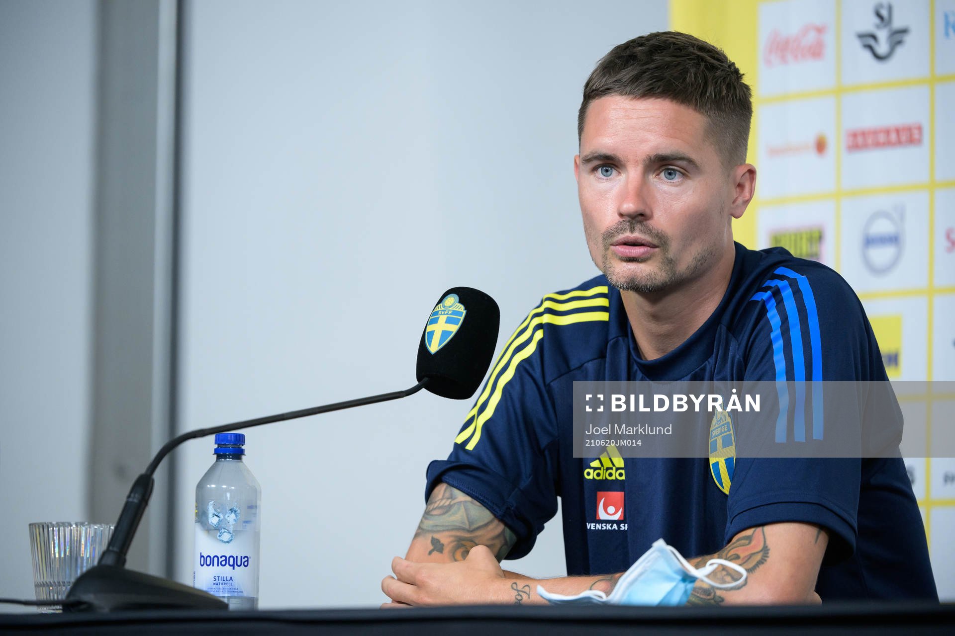 Mikael Lustig of the Swedish national football team at a