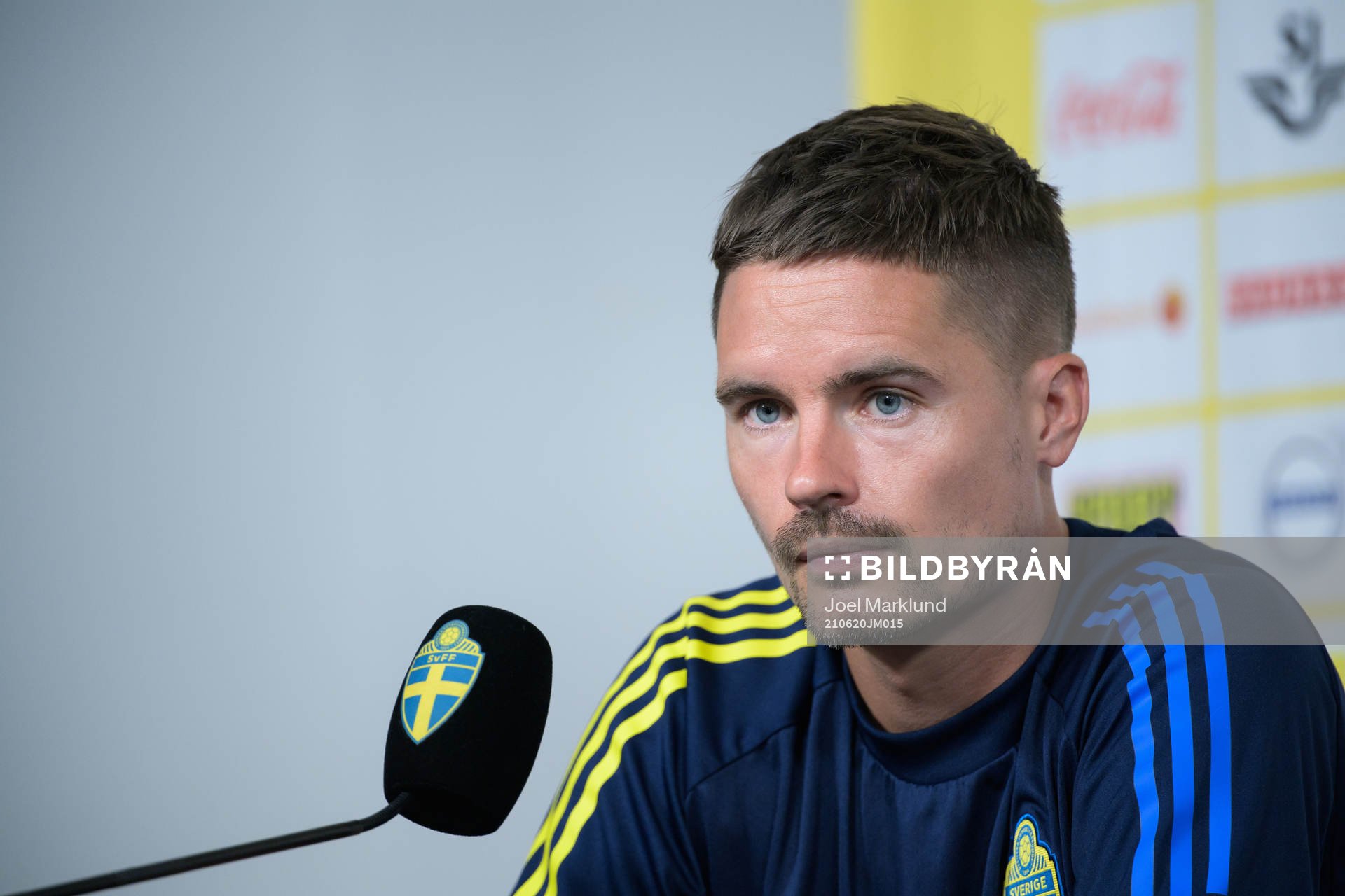 Mikael Lustig of the Swedish national football team at a