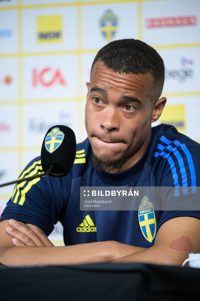 Robin Quaison of the Swedish national football team at a