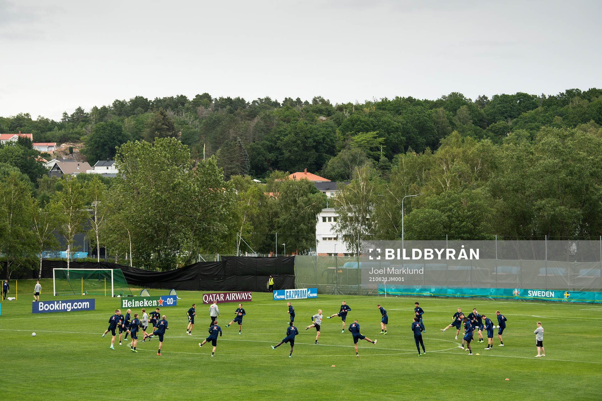 Players of the Swedish national football team at a training