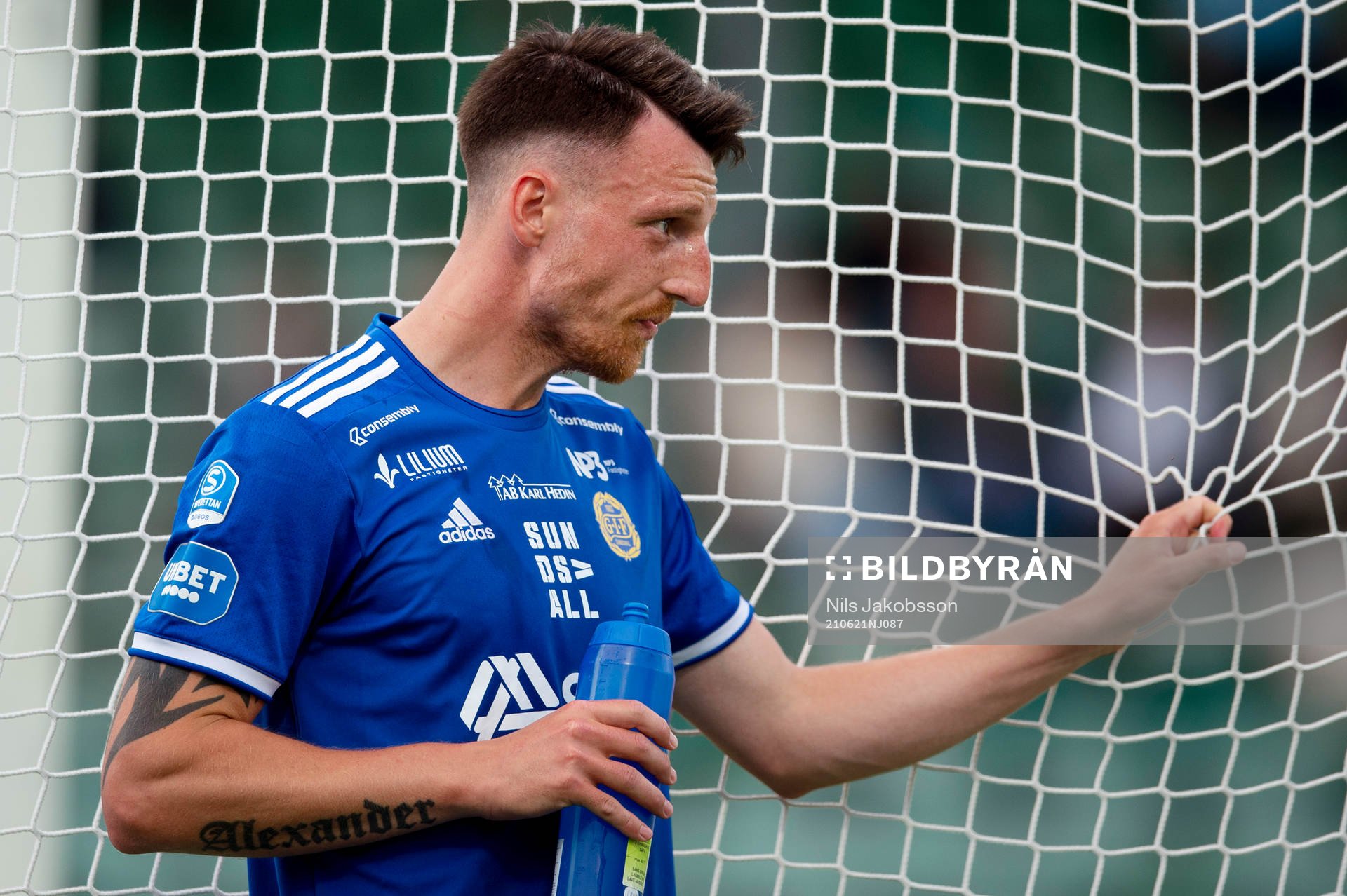 Sundsvalls Alexander Blomqvist under fotbollsmatchen i Superettan mellan GIF Sundsvall och Västerås SK den 21 juni 2021 i Sundsvall.
