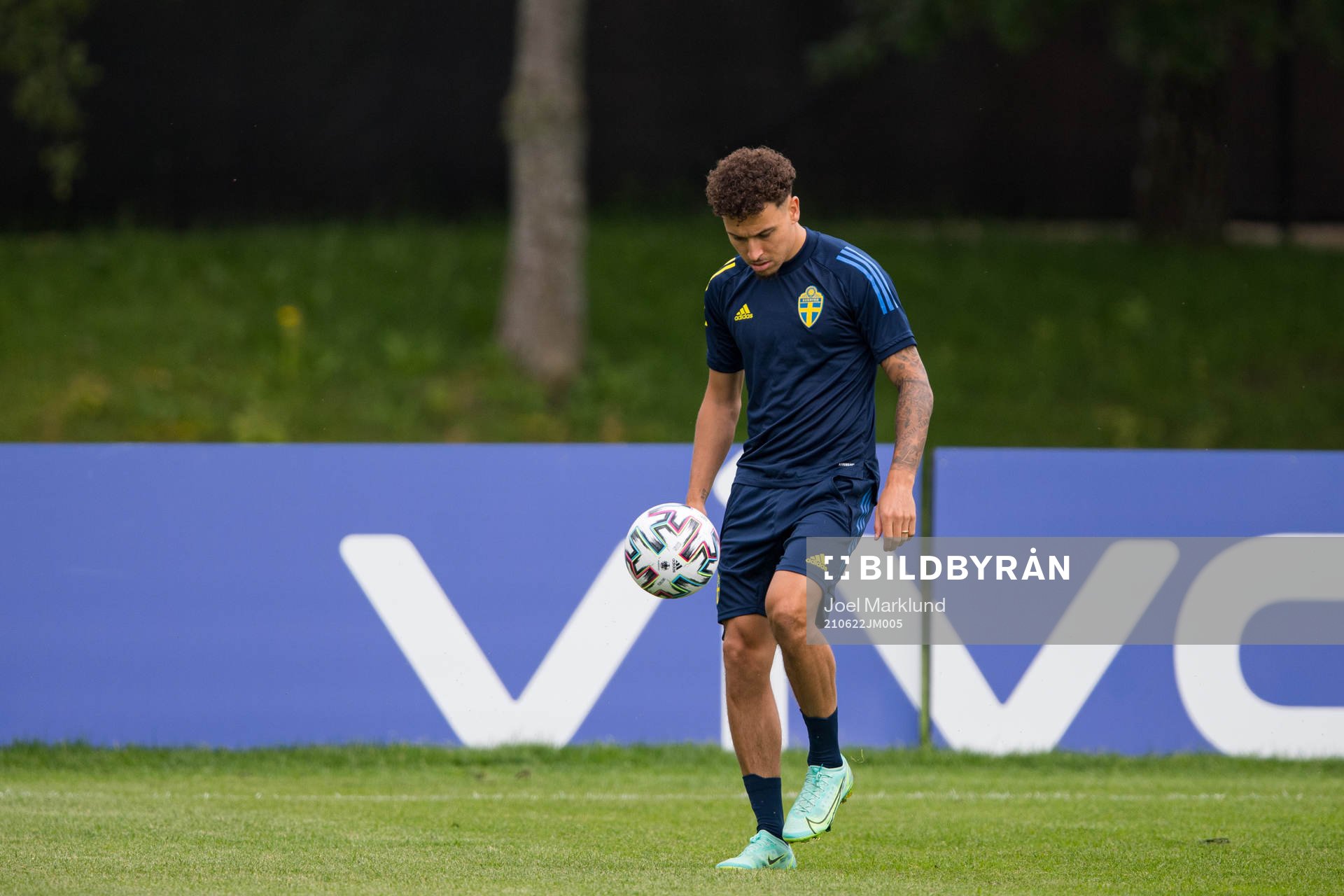 Jordan Larsson of the Swedish national football team at a