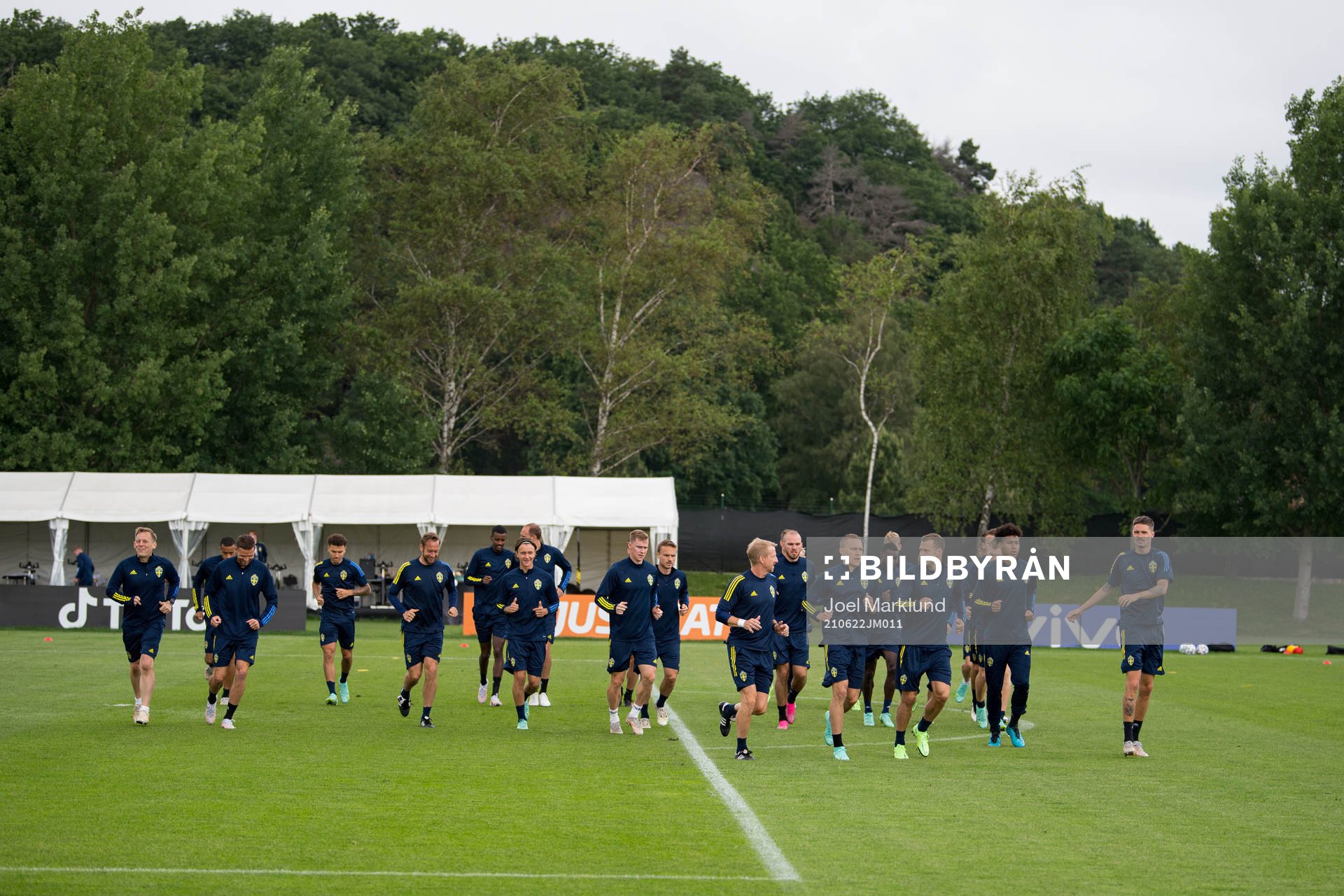 Players of the Swedish national football team at a training