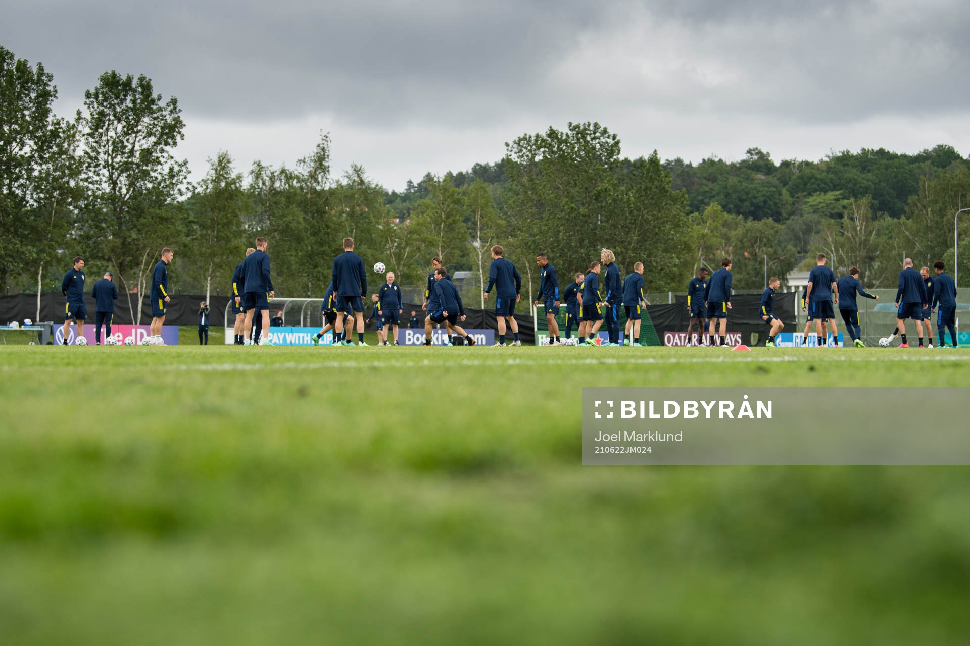 Players of the Swedish national football team at a training