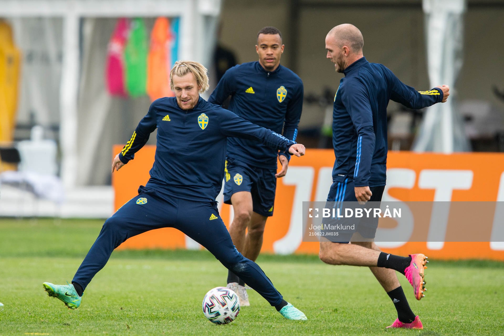 Emil Forsberg, Robin Quaison and Marcus Danielson of the