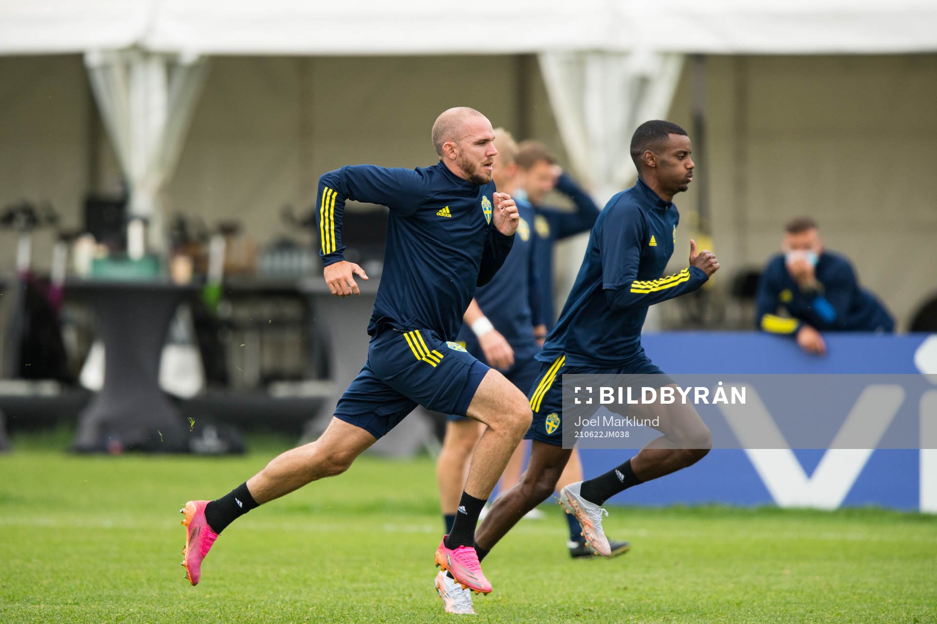 Marcus Danielson and Alexander Isak of the Swedish national