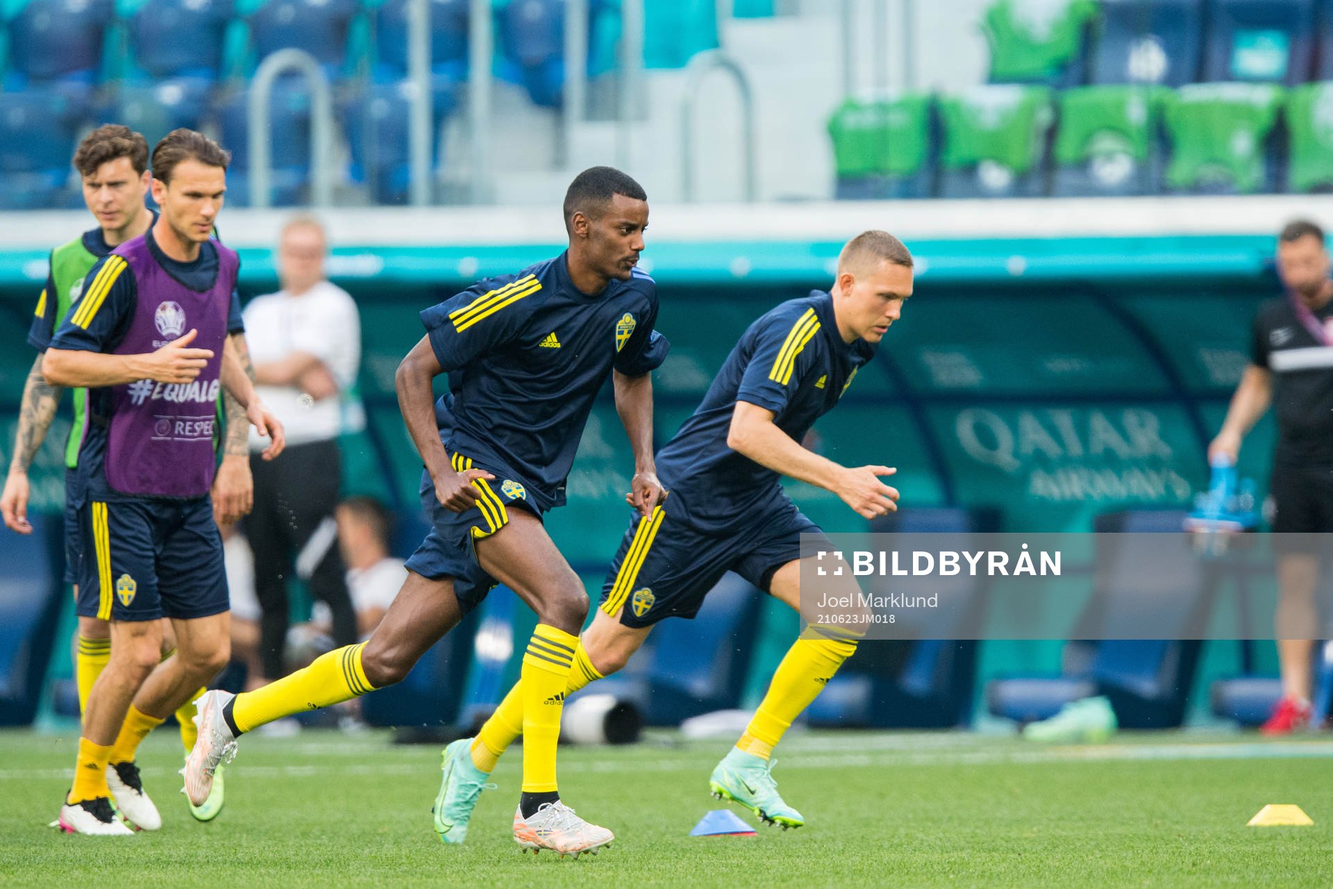 Alexander Isak and Ludwig Augustinsson of Sweden