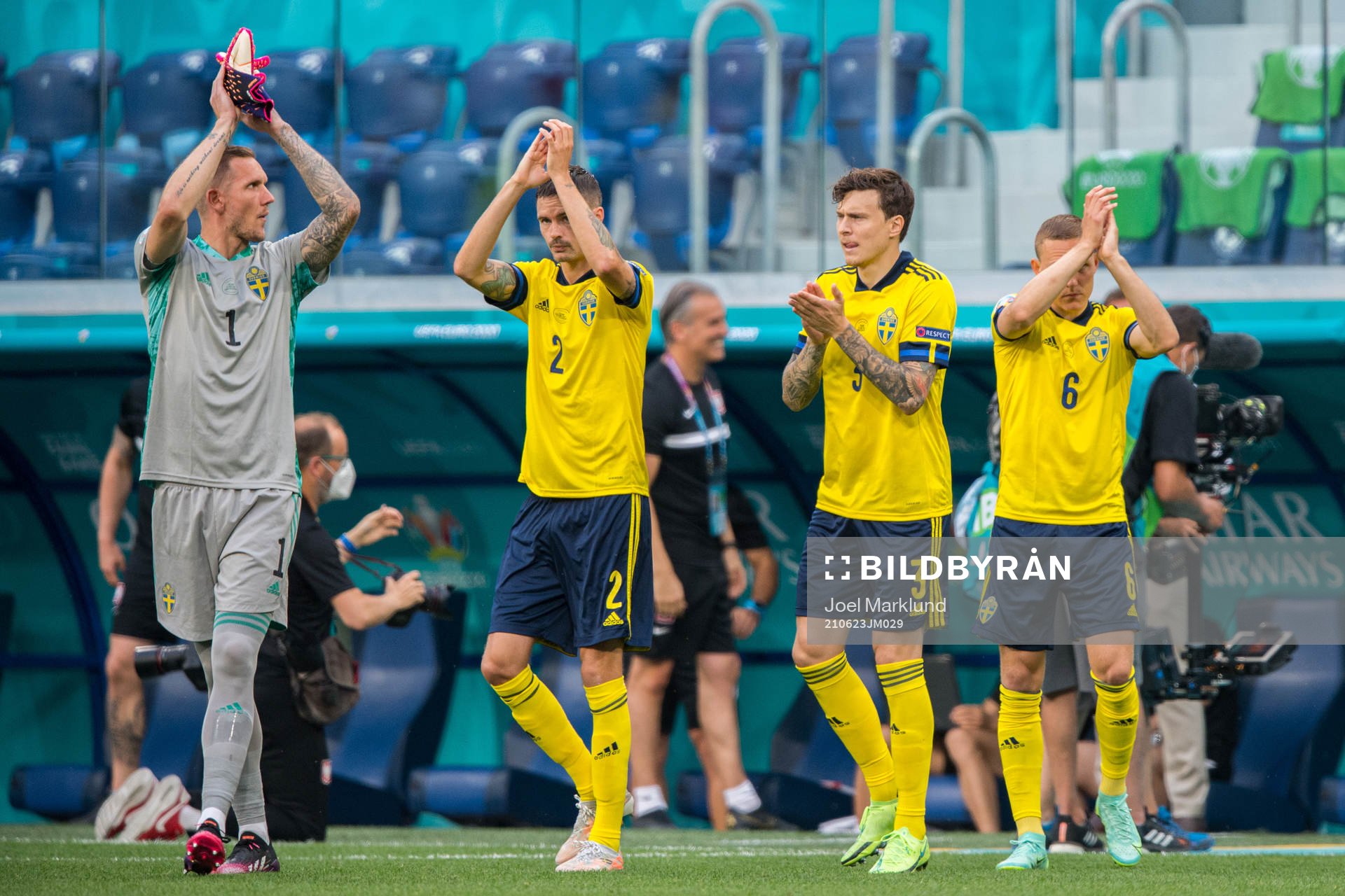 Goalkeeper Robin Olsen, Mikael Lustig, Victor Nilsson