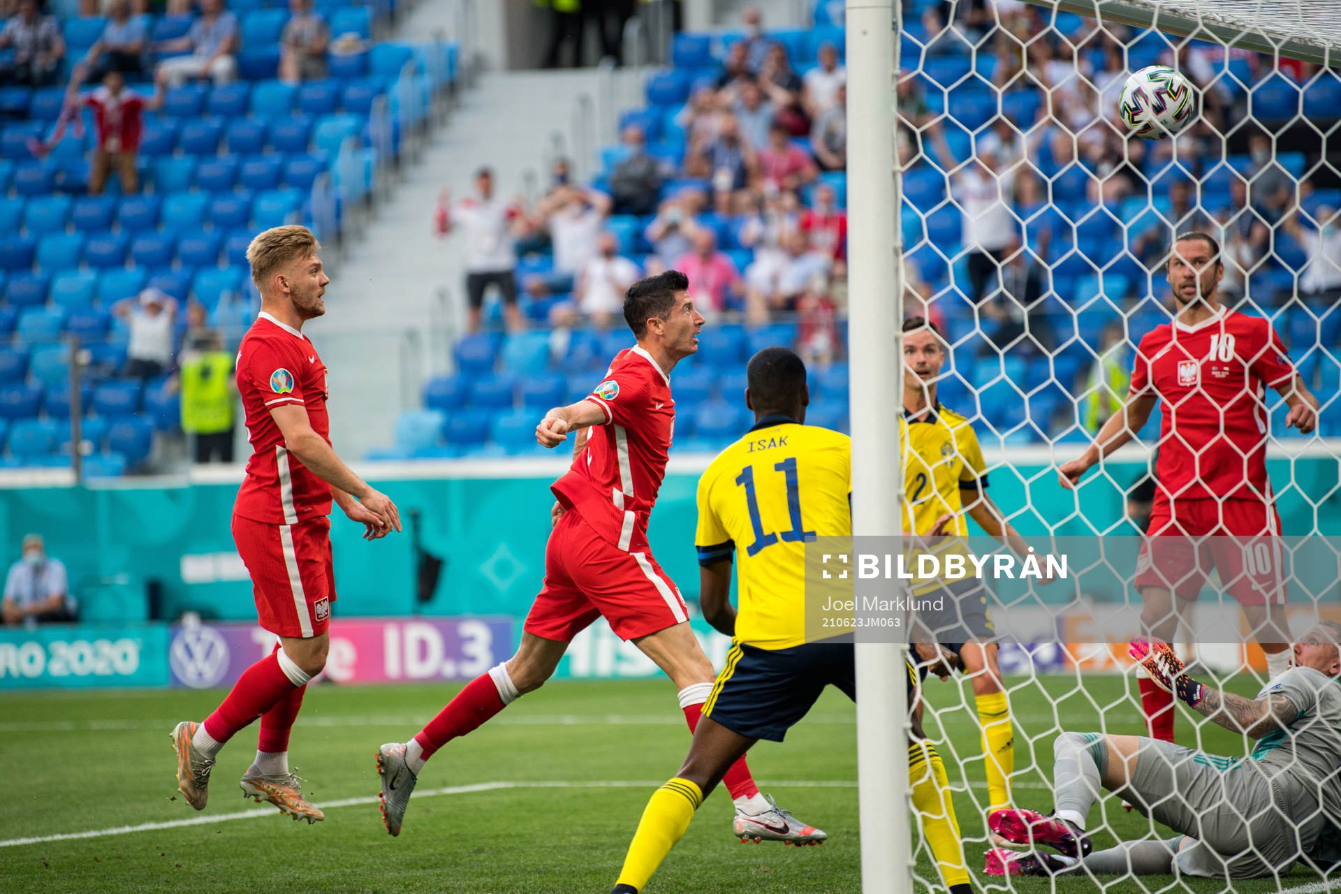 Robert Lewandowski of Poland during the UEFA Euro 2020 Football Championship match between Sweden and Poland on June 23, 2021 in Saint Petersburg. 