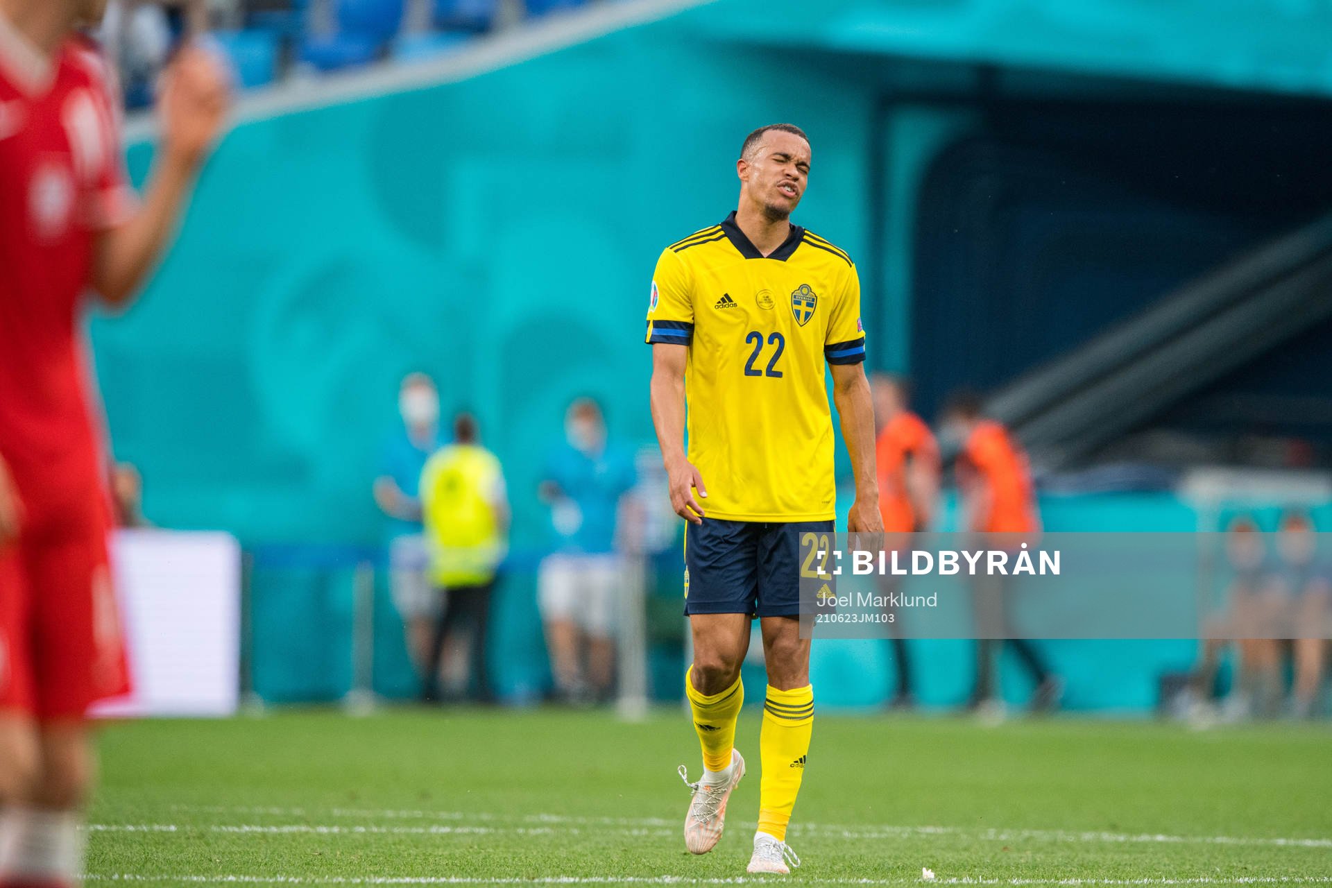 Robin Quaison of Sweden looks dejected