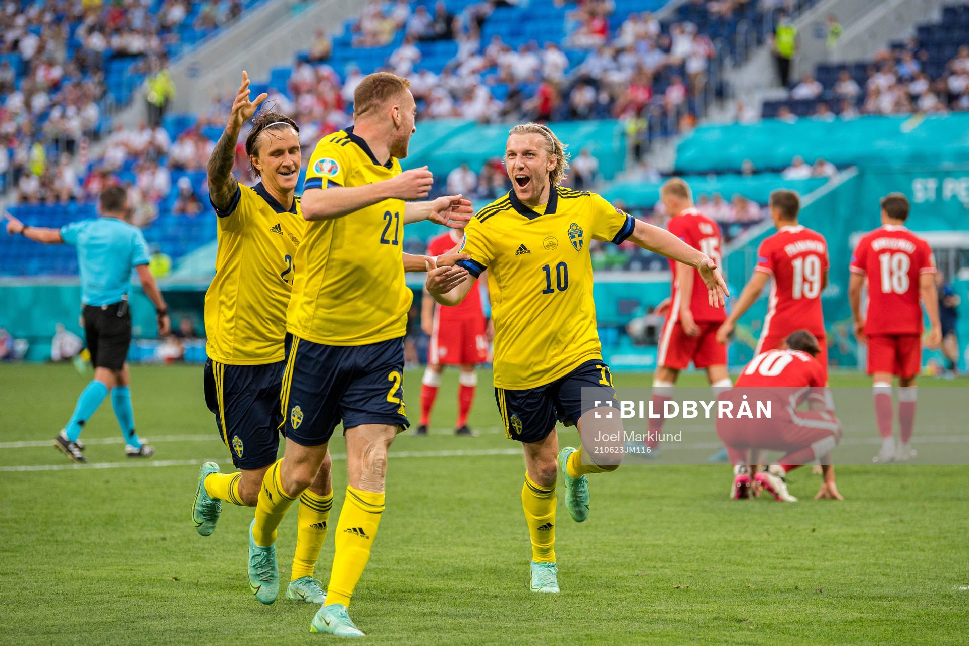 Kristoffer Olsson, Dejan Kulusevski and Emil Forsberg of