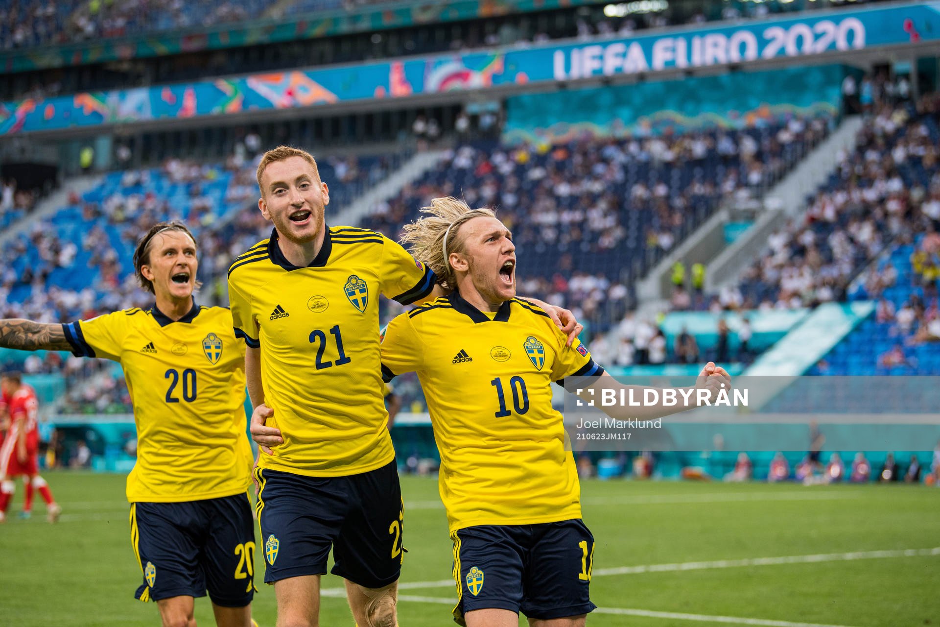 Kristoffer Olsson, Dejan Kulusevski and Emil Forsberg of