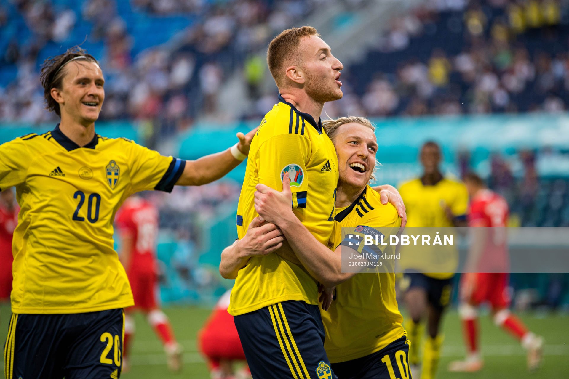 Kristoffer Olsson, Dejan Kulusevski and Emil Forsberg of