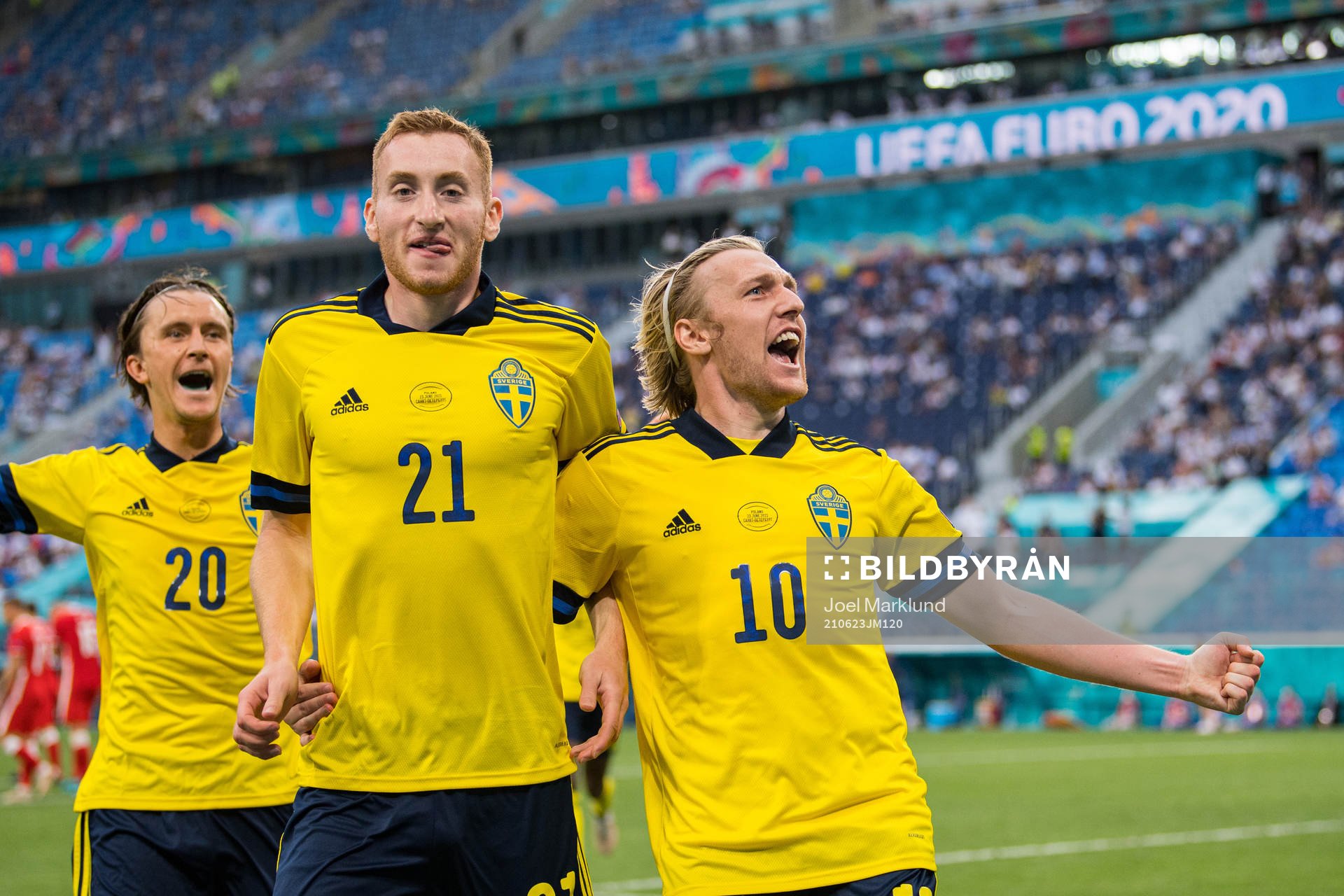 Kristoffer Olsson, Dejan Kulusevski and Emil Forsberg of