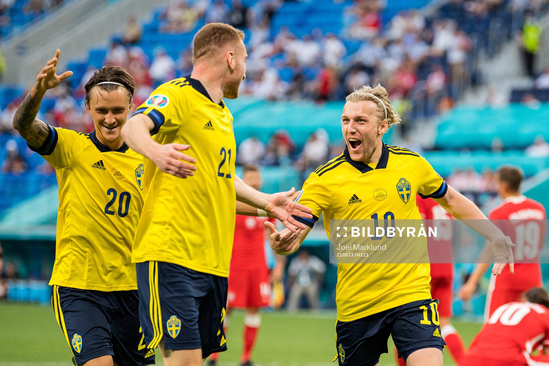 Kristoffer Olsson, Dejan Kulusevski and Emil Forsberg of