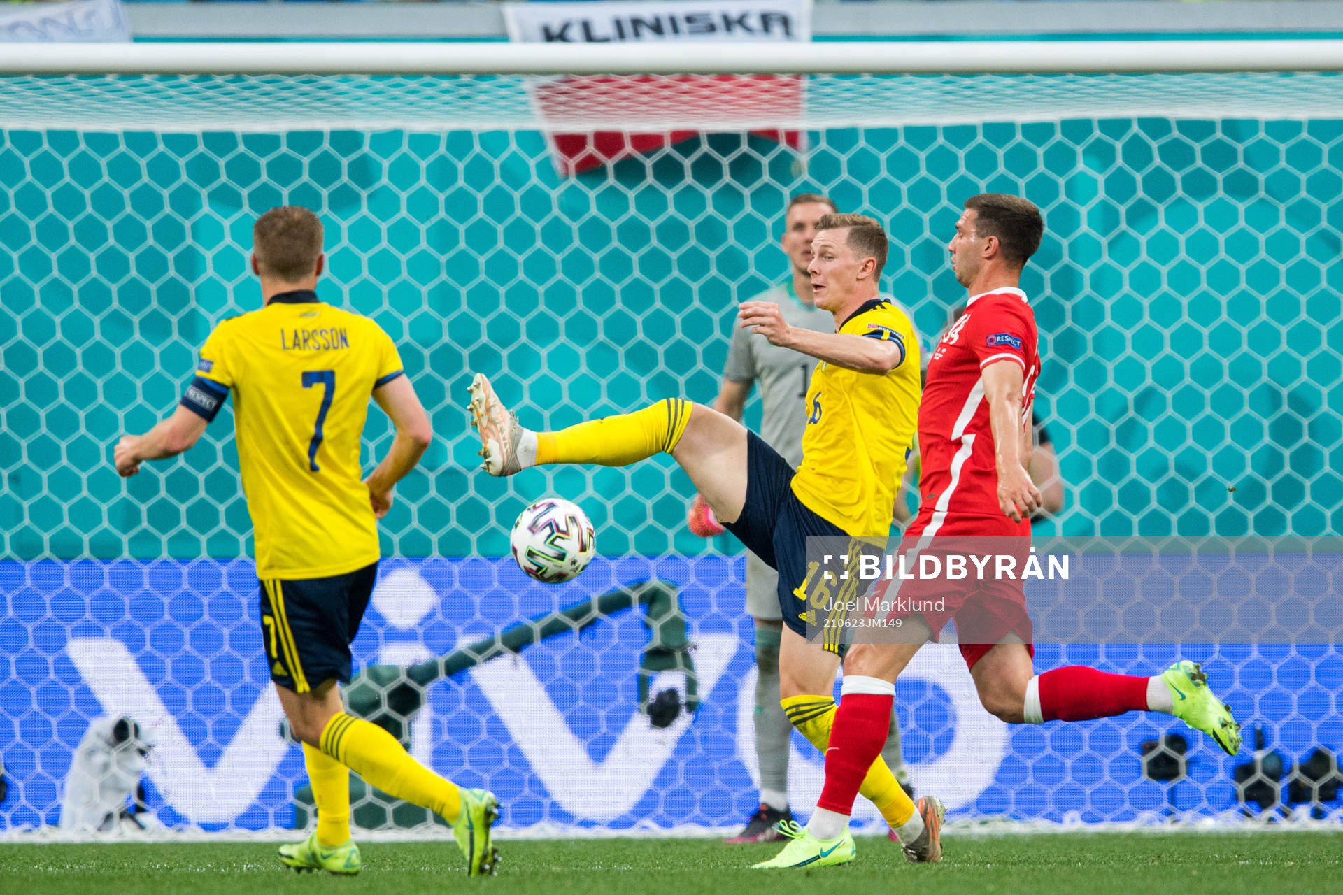 Sebastian Larsson, Emil Krafth of Sweden and Jakub