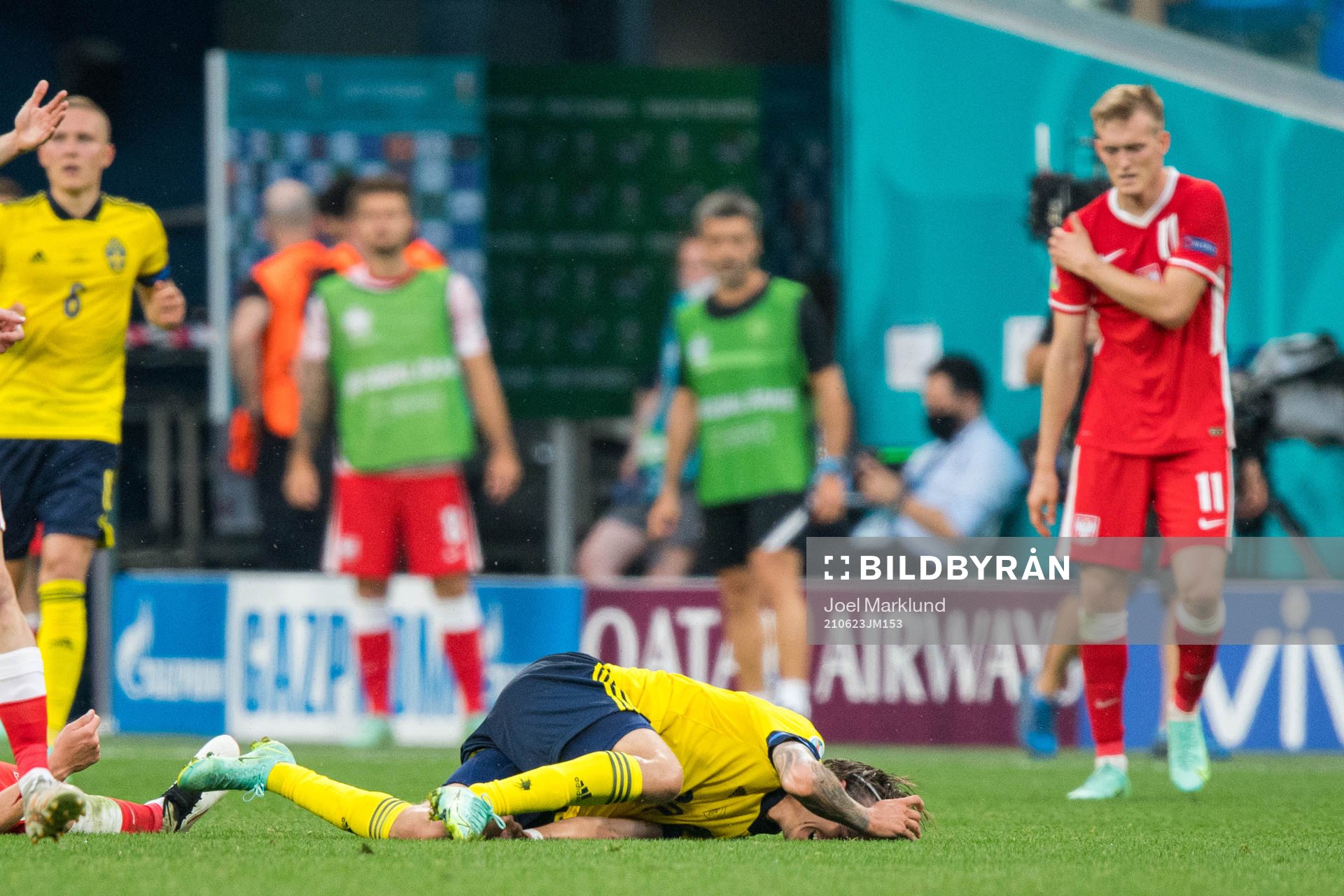 Kristoffer Olsson of Sweden in pain
