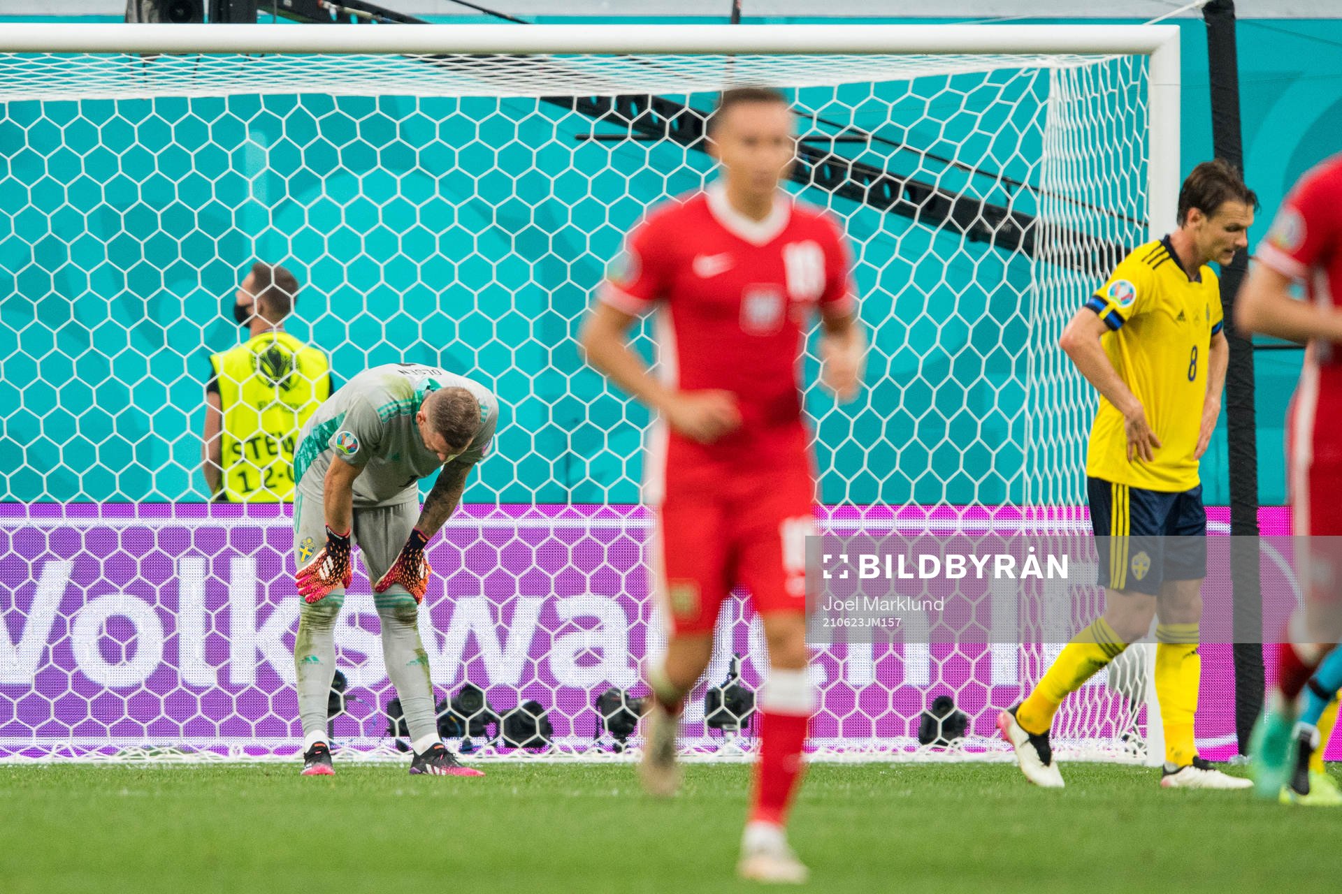 Goalkeeper Robin Olsen of Sweden looks dejected