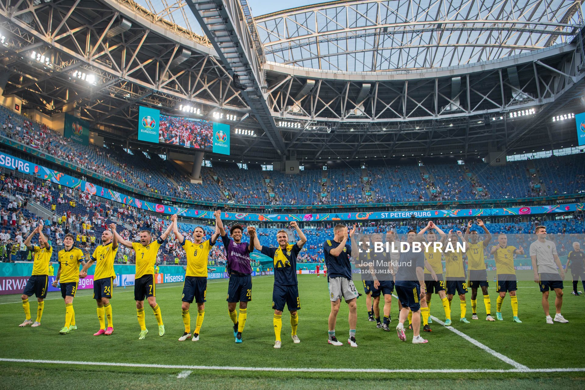 Players of Sweden celebrate