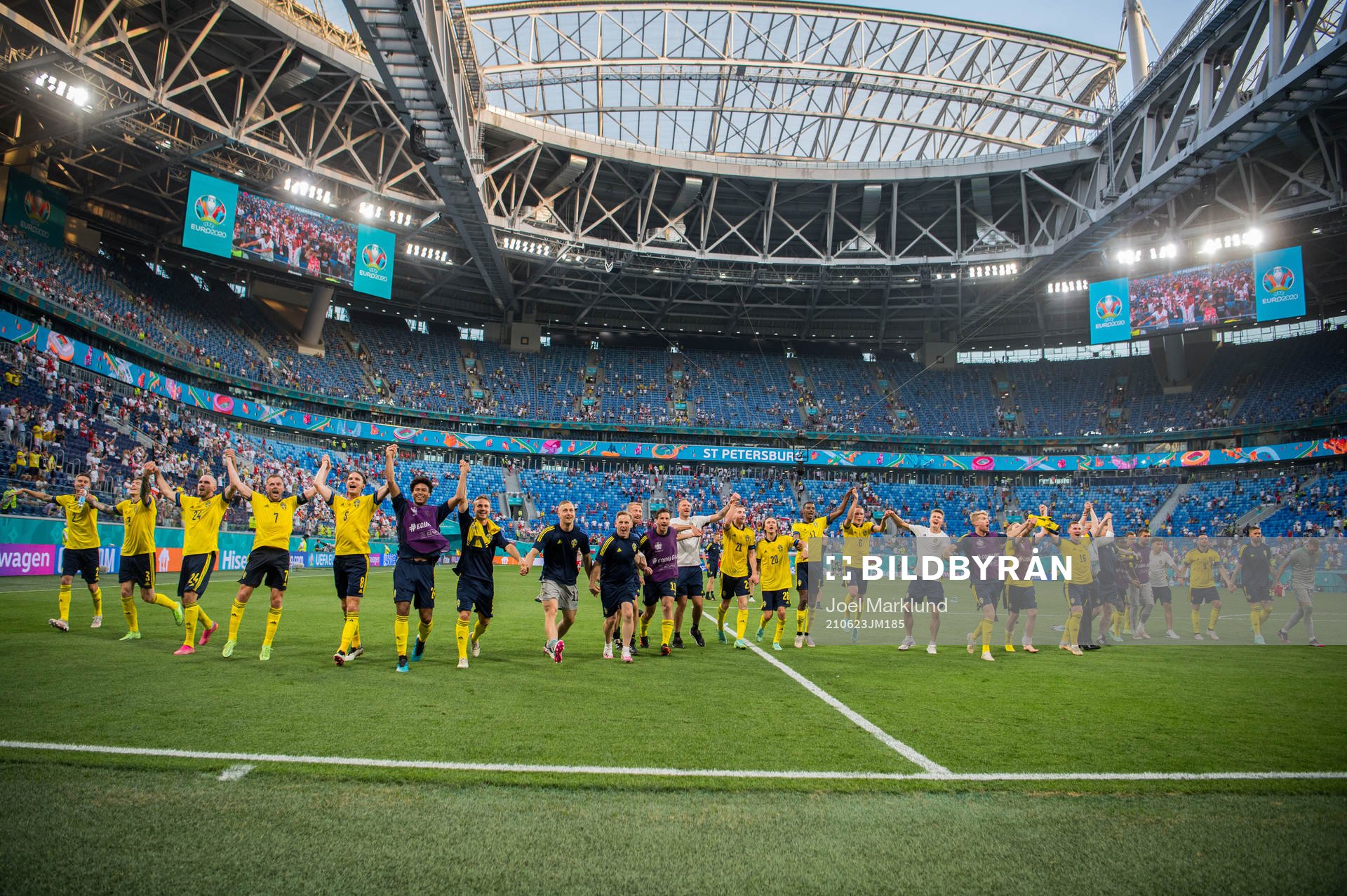 Players of Sweden celebrate