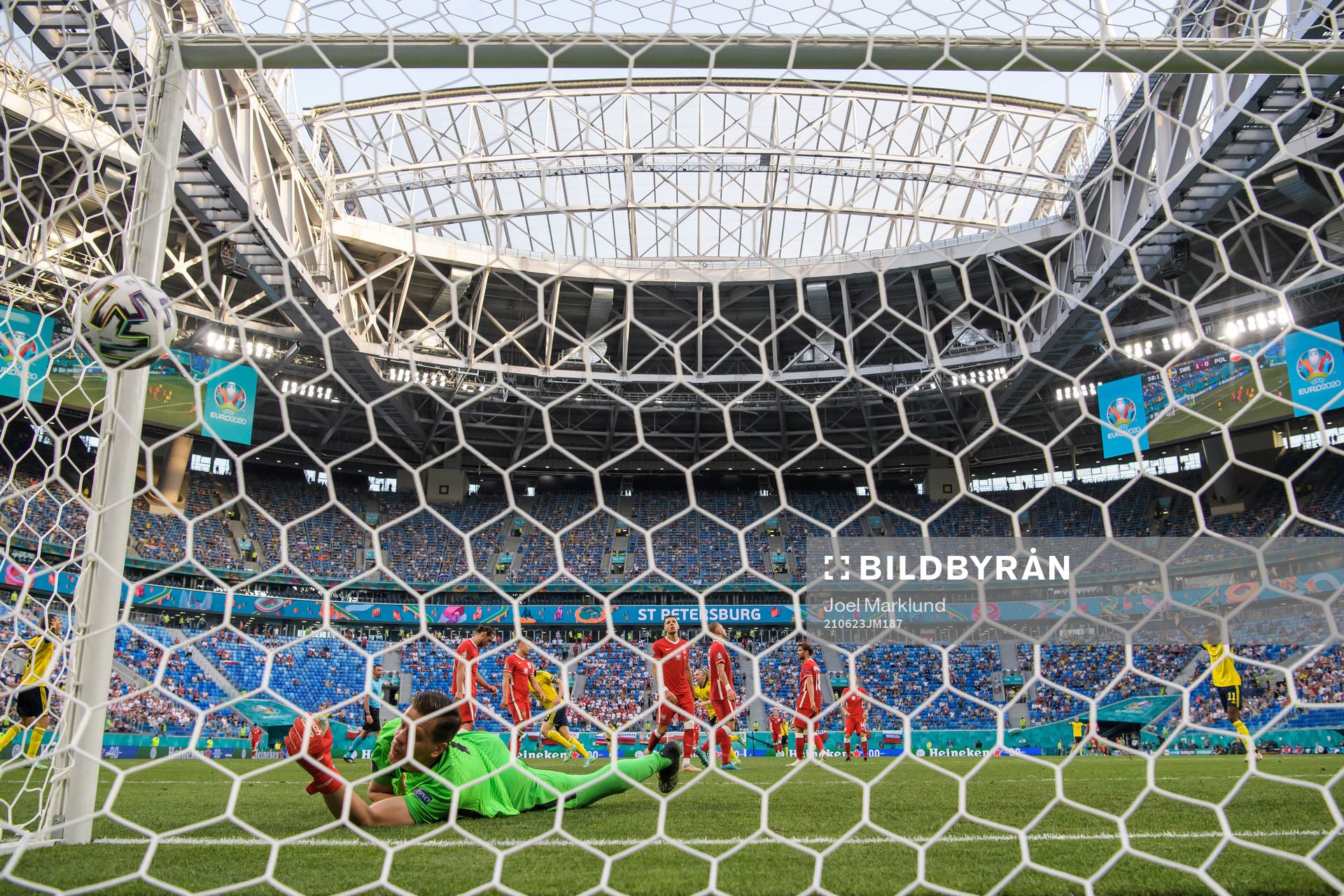 Goalkeeper Wojciech Szczesny of Poland lets in the 2-0 goal