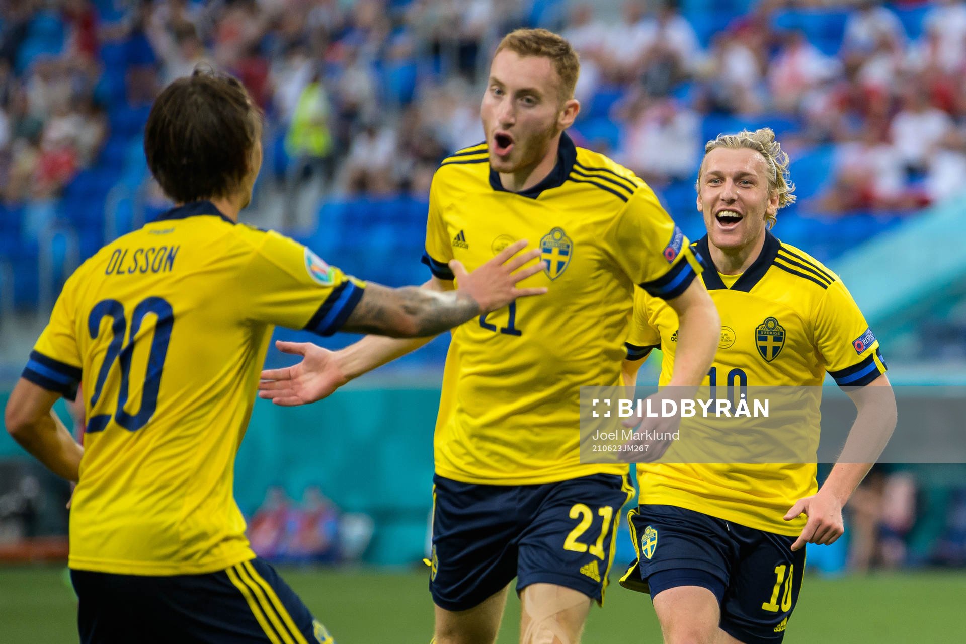 Kristoffer Olsson, Dejan Kulusevski and Emil Forsberg of