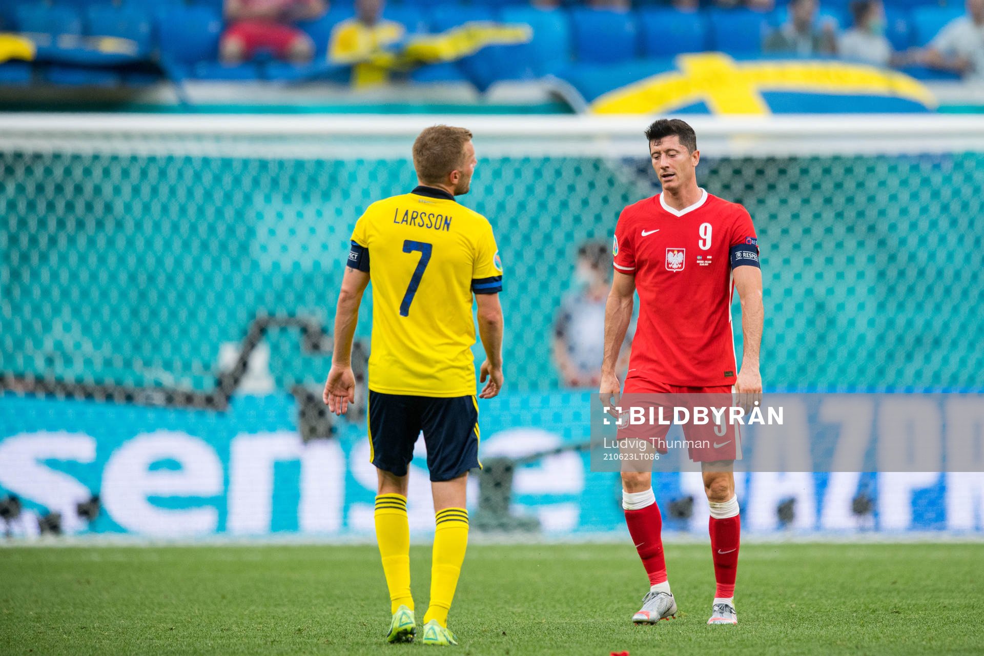 Robert Lewandowski of Poland looks dejected
